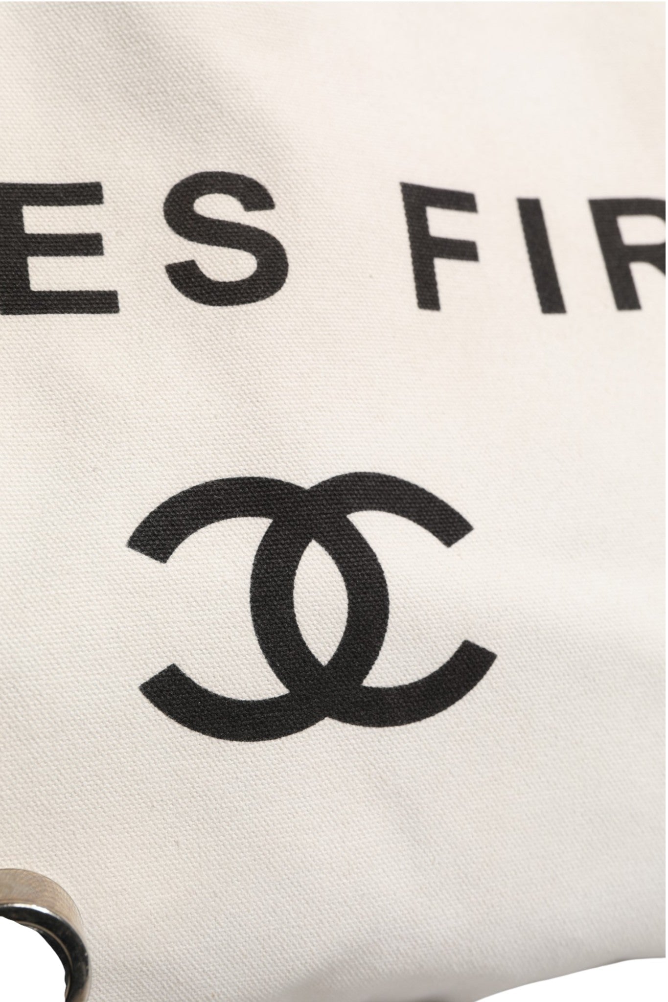 White and Black Canvas Shopper Tote Bag by Ladies First