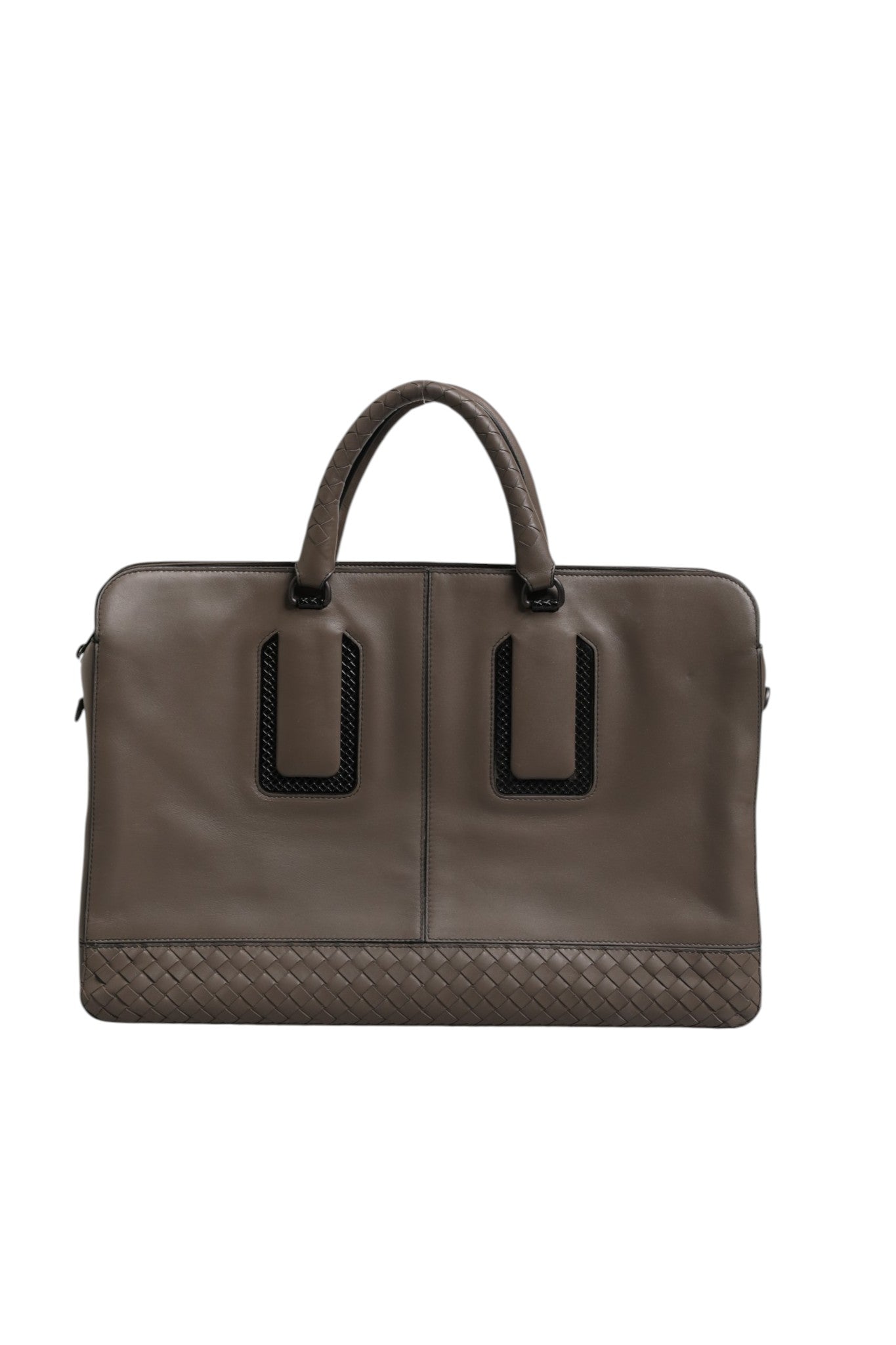 Gray Leather Getaway Intrecciato Briefcase