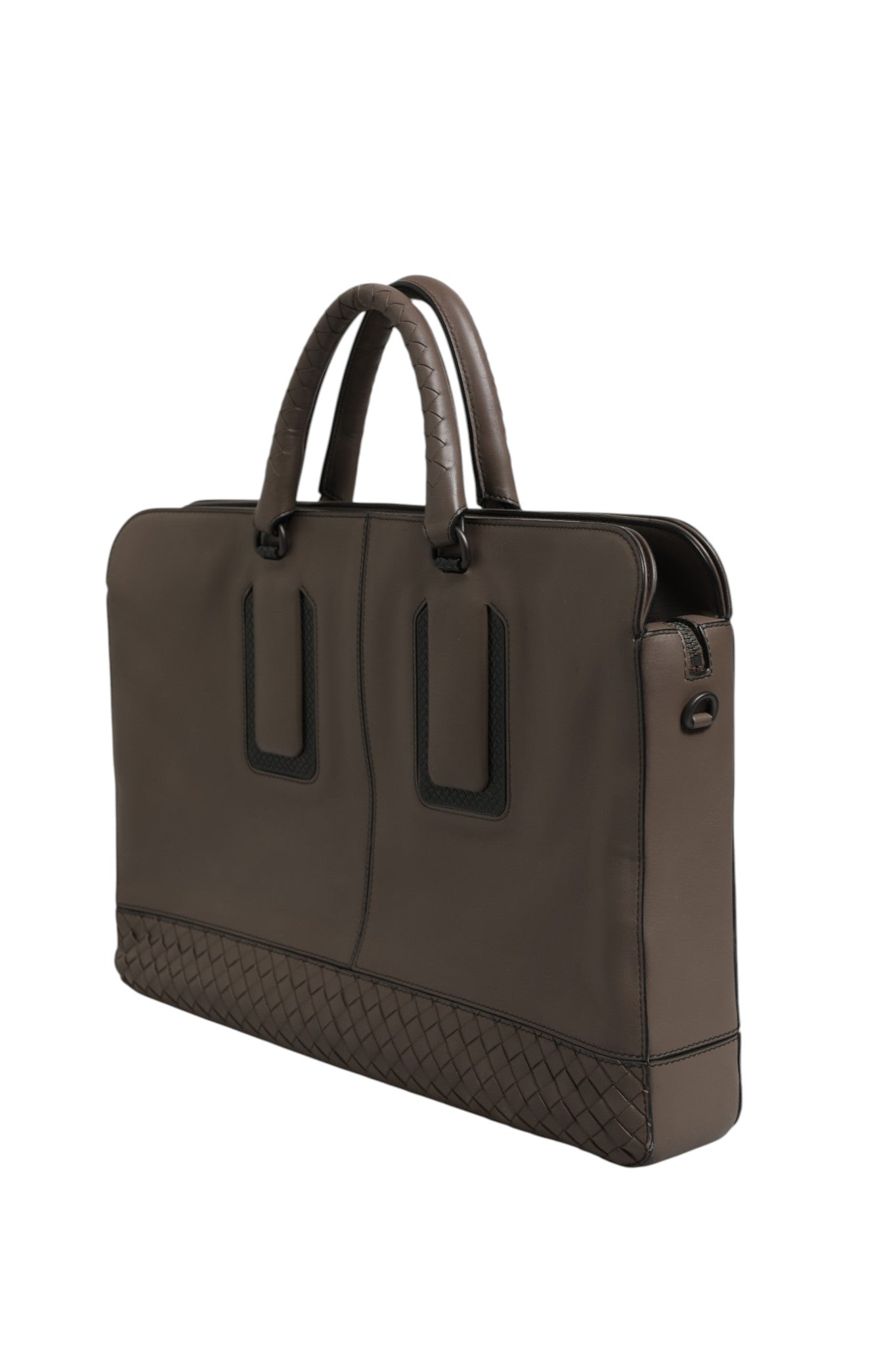 Gray Leather Getaway Intrecciato Briefcase