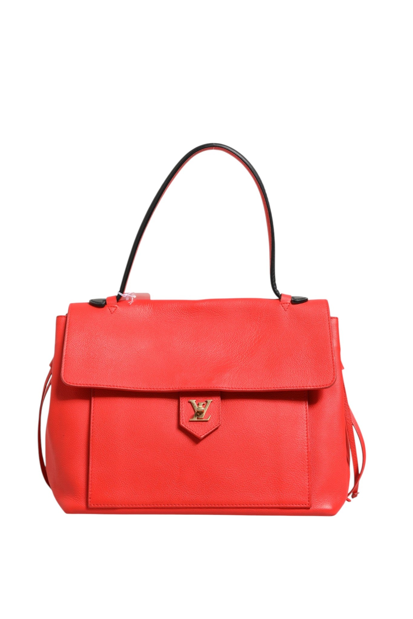 Red Leather Lockme Tote Bag
