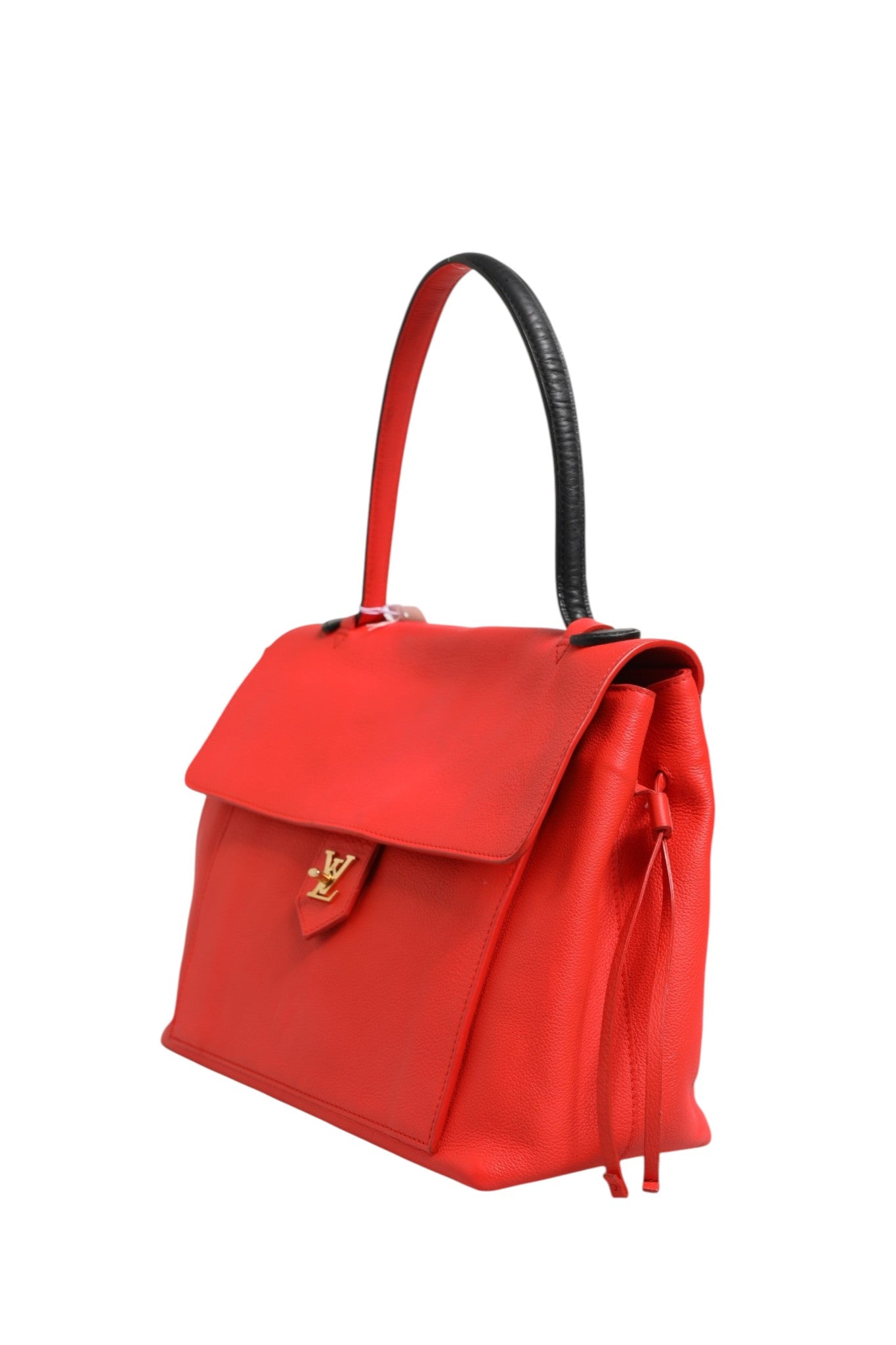 Red Leather Lockme Tote Bag