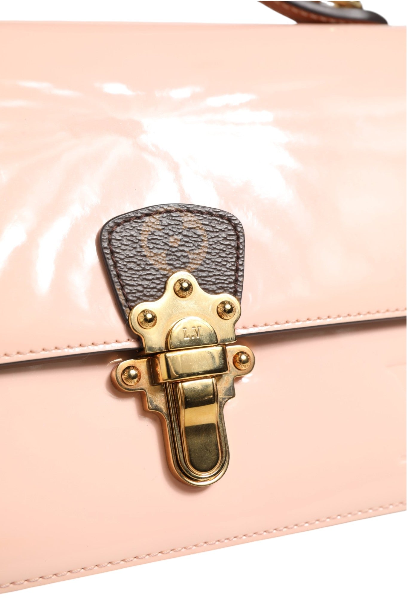 Sac bandoulière Louis Vuitton Cherrywood BB en toile Monogram et cuir verni rose