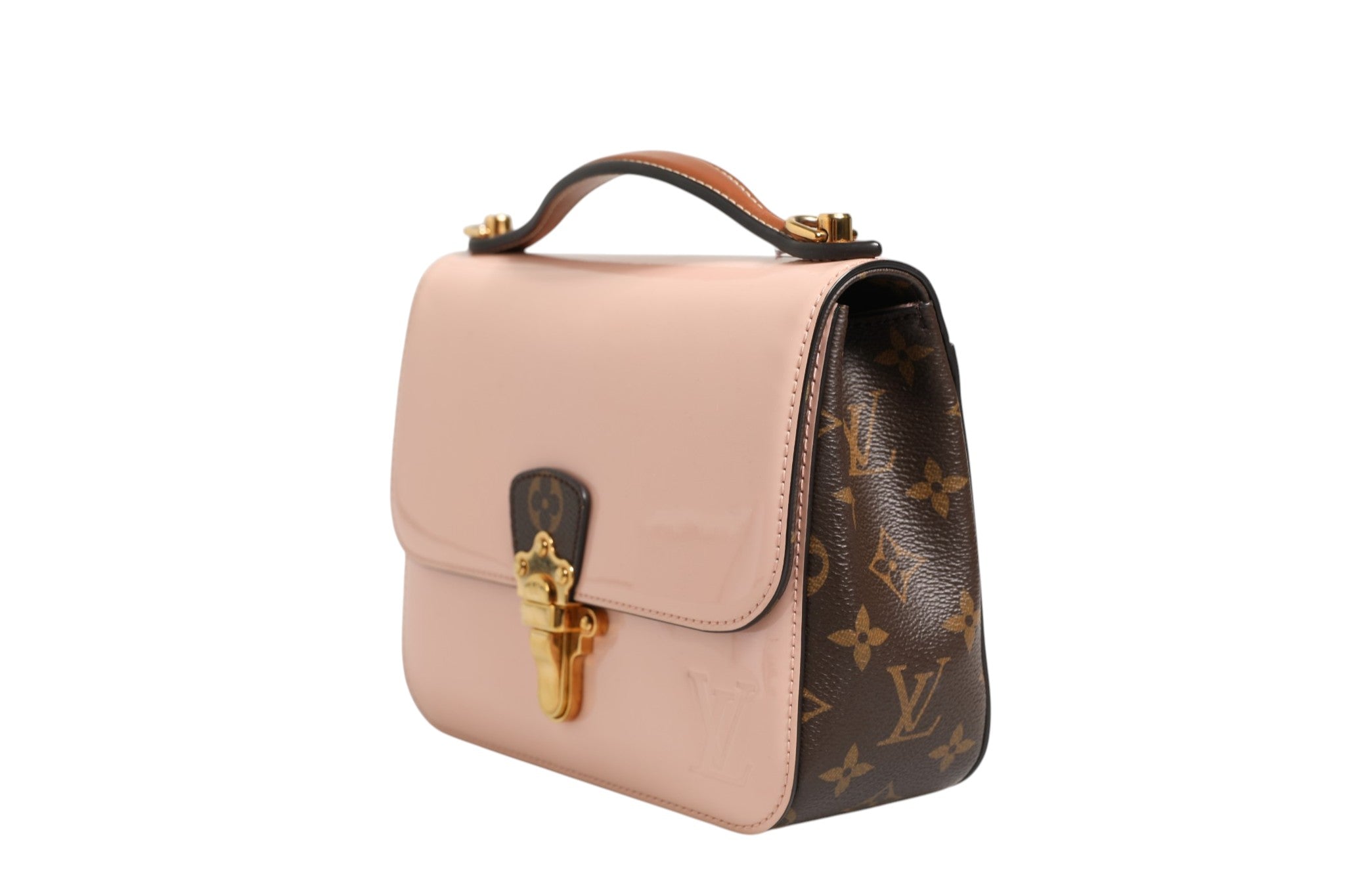 Sac bandoulière Louis Vuitton Cherrywood BB en toile Monogram et cuir verni rose