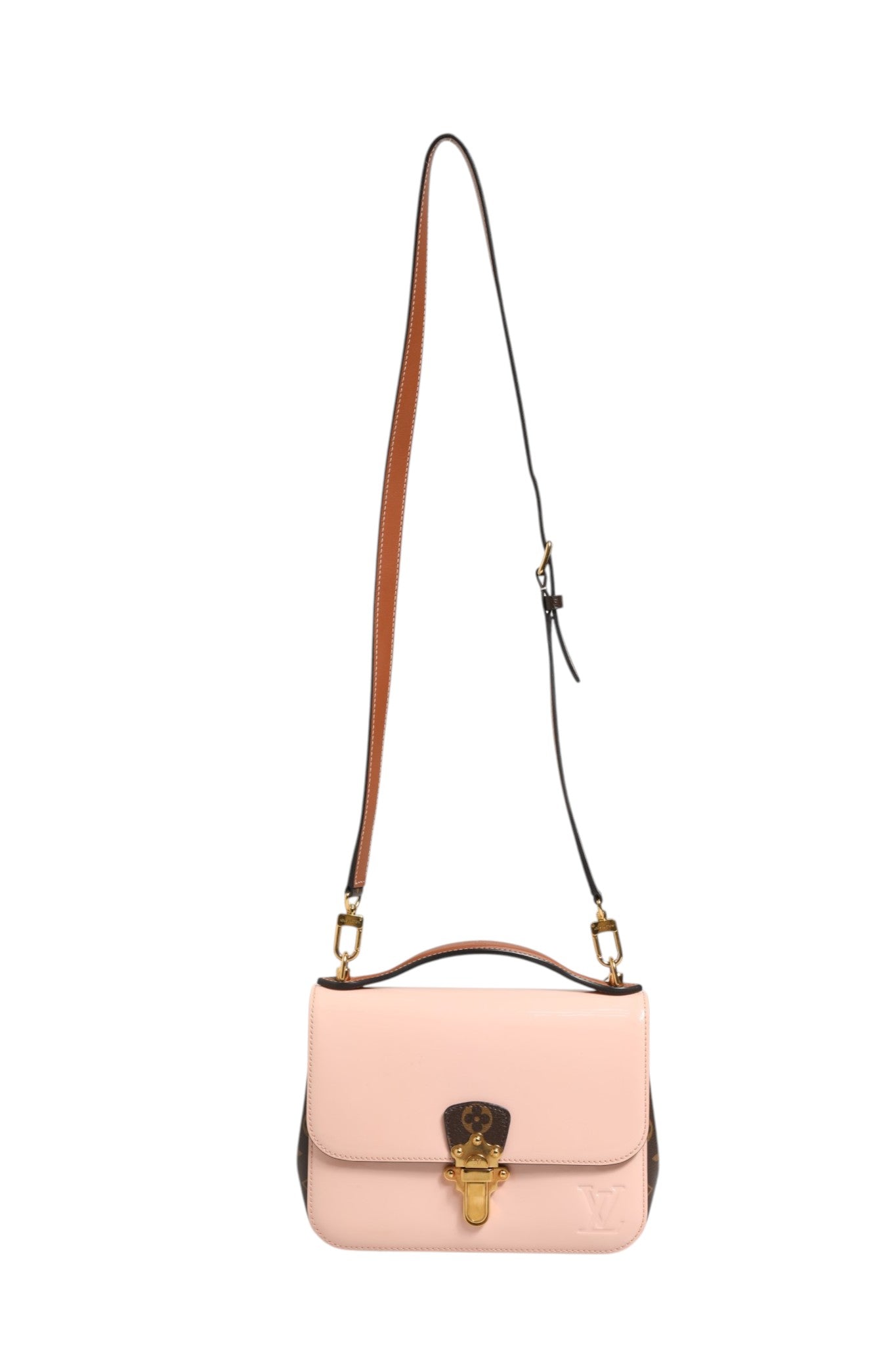 Sac bandoulière Louis Vuitton Cherrywood BB en toile Monogram et cuir verni rose