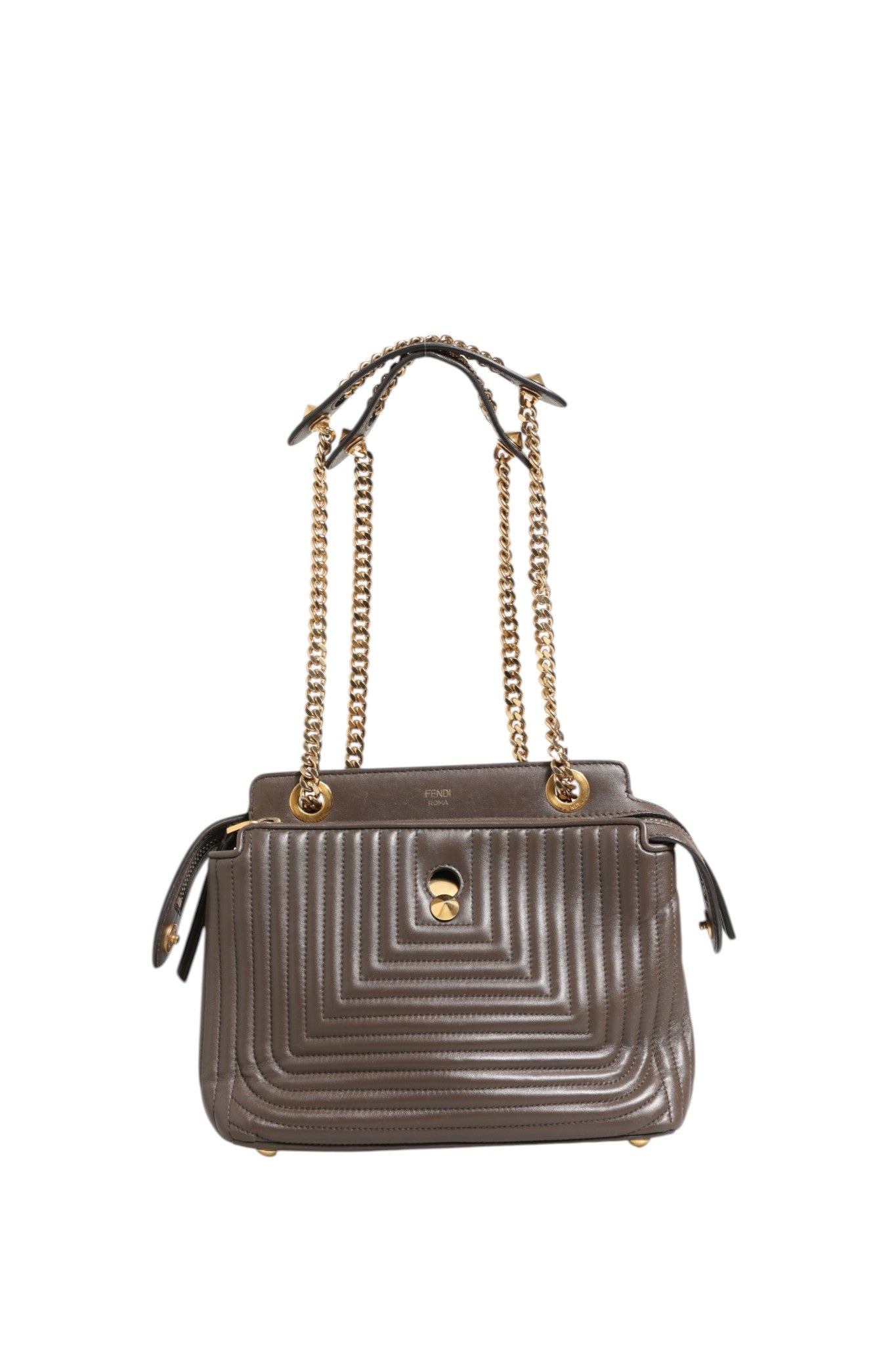 Brown Quilted Leather Dotcom Click Small Shoulder Bag