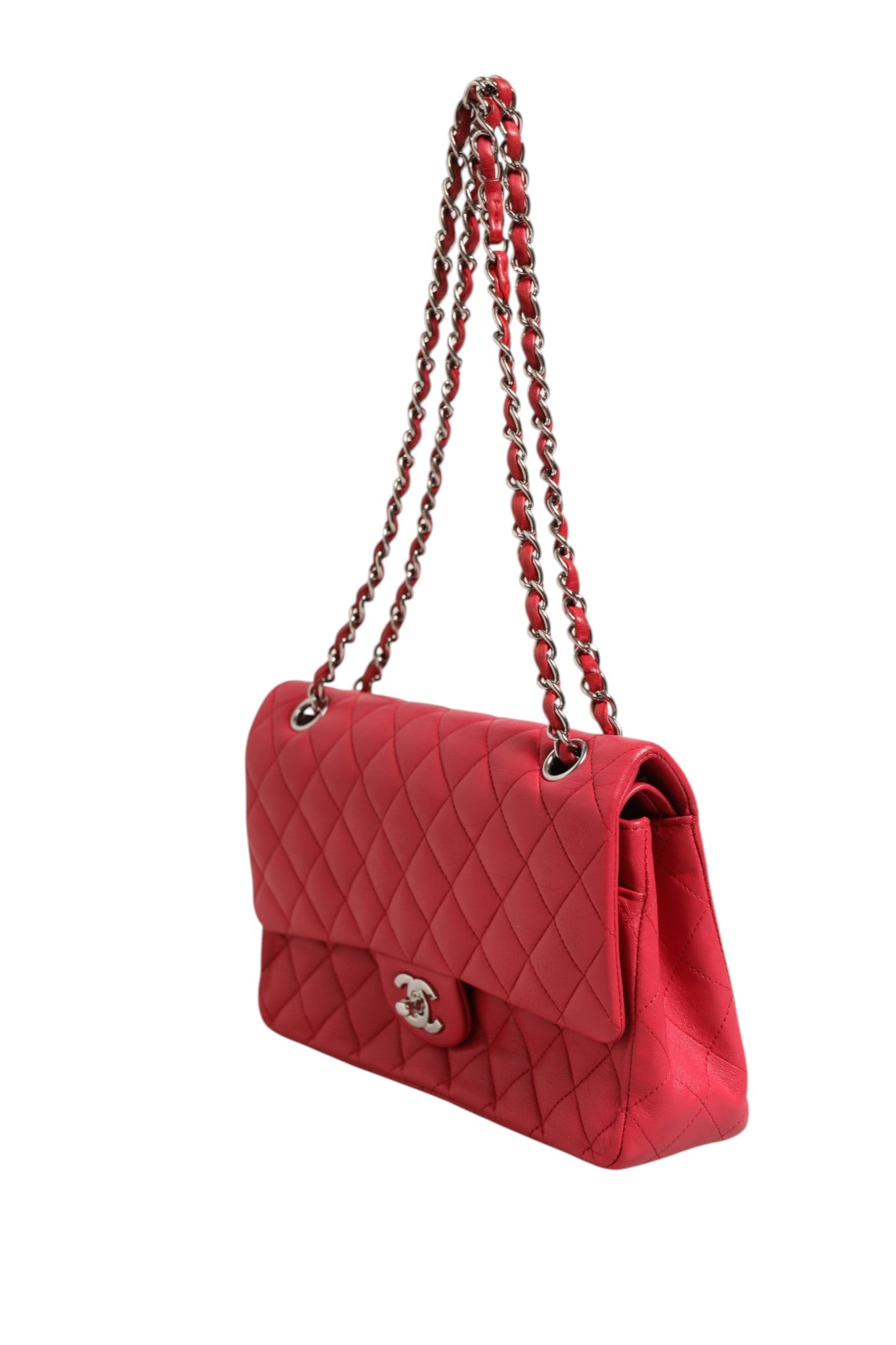 Red Leather Classic 25 Medium Flap Bag