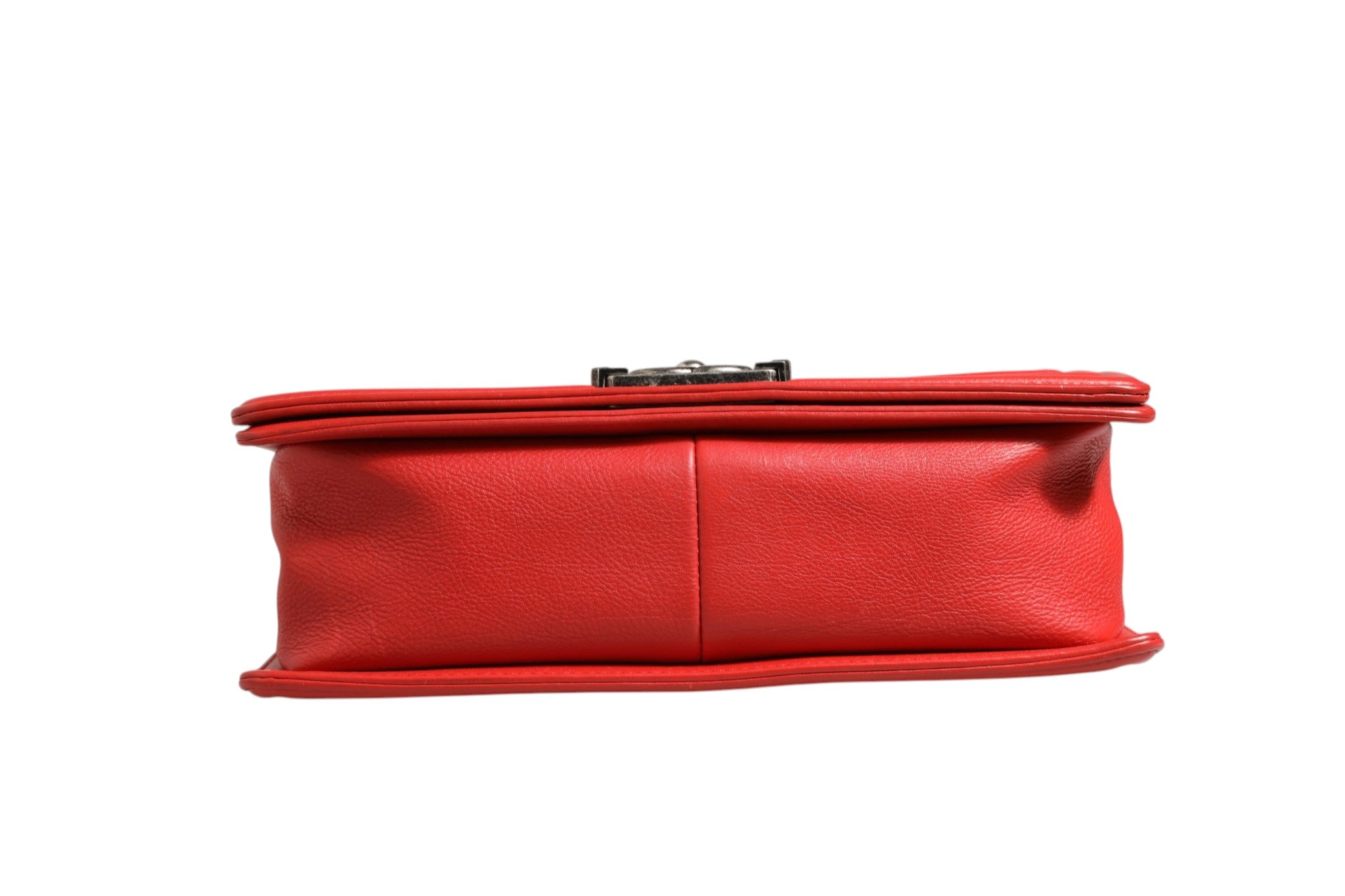 Red Diamond Stitch Medium Boy Leather Bag