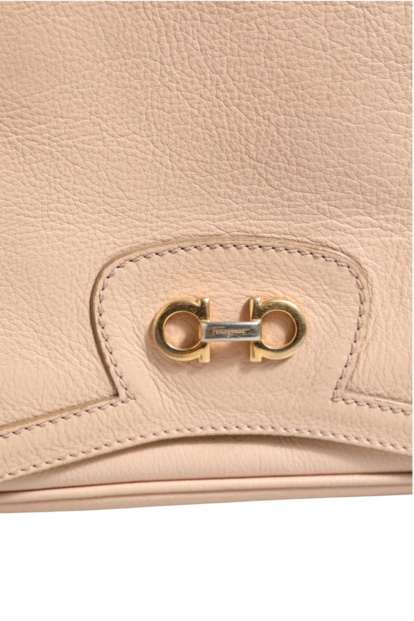 Powder Pink Leather Gancini Shoulder Bag 25cm