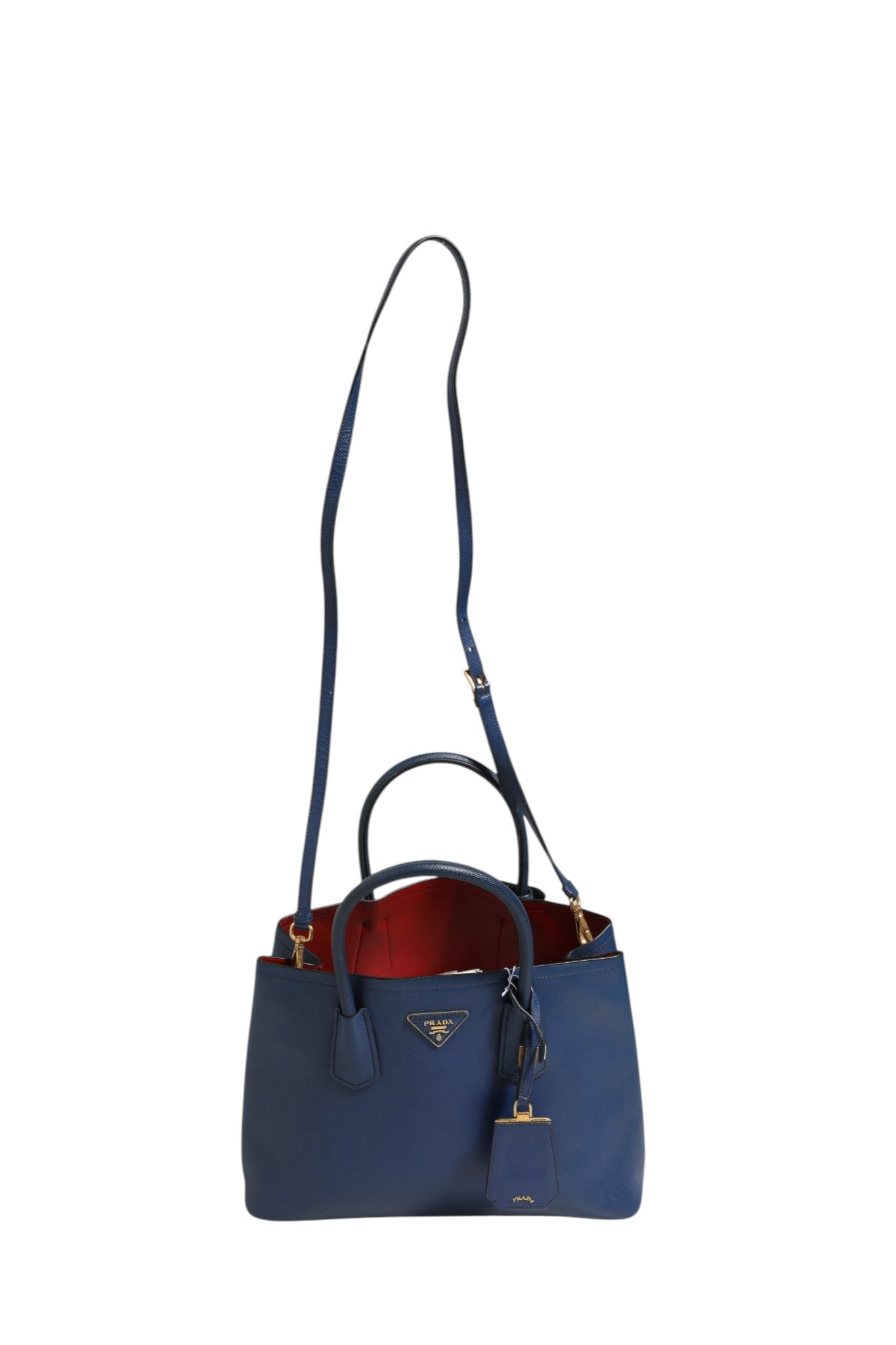 Blaue Leder 2-Wege-Tasche