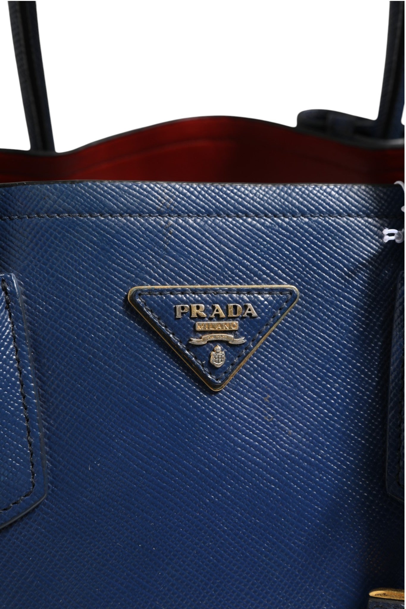 Prada blaue Saffiano Leder 2-Wege-Tasche