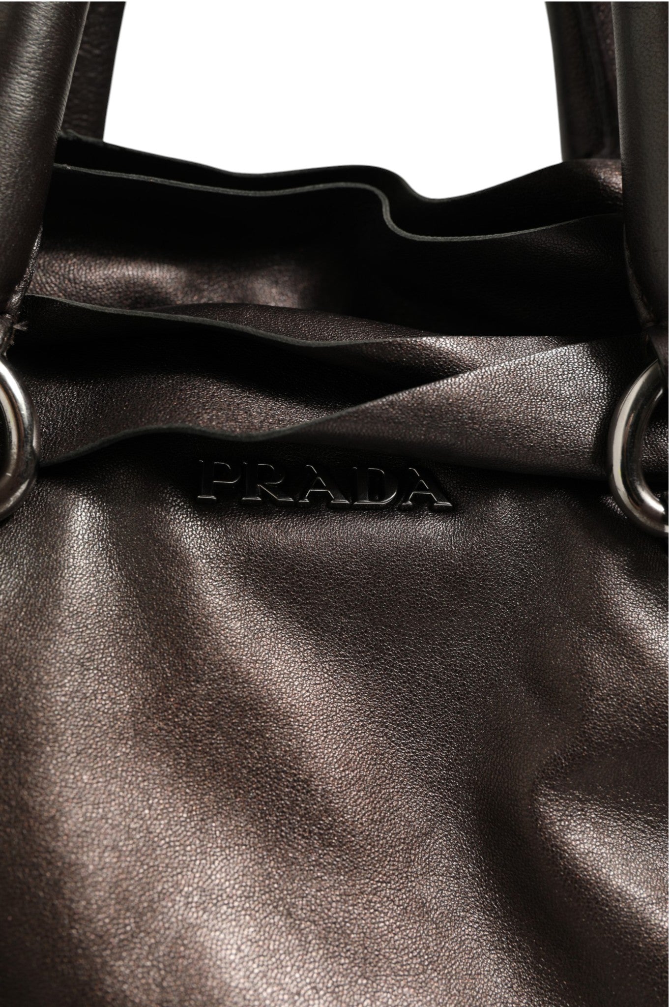 Metallic Leather Ruffle Shoulder Bag