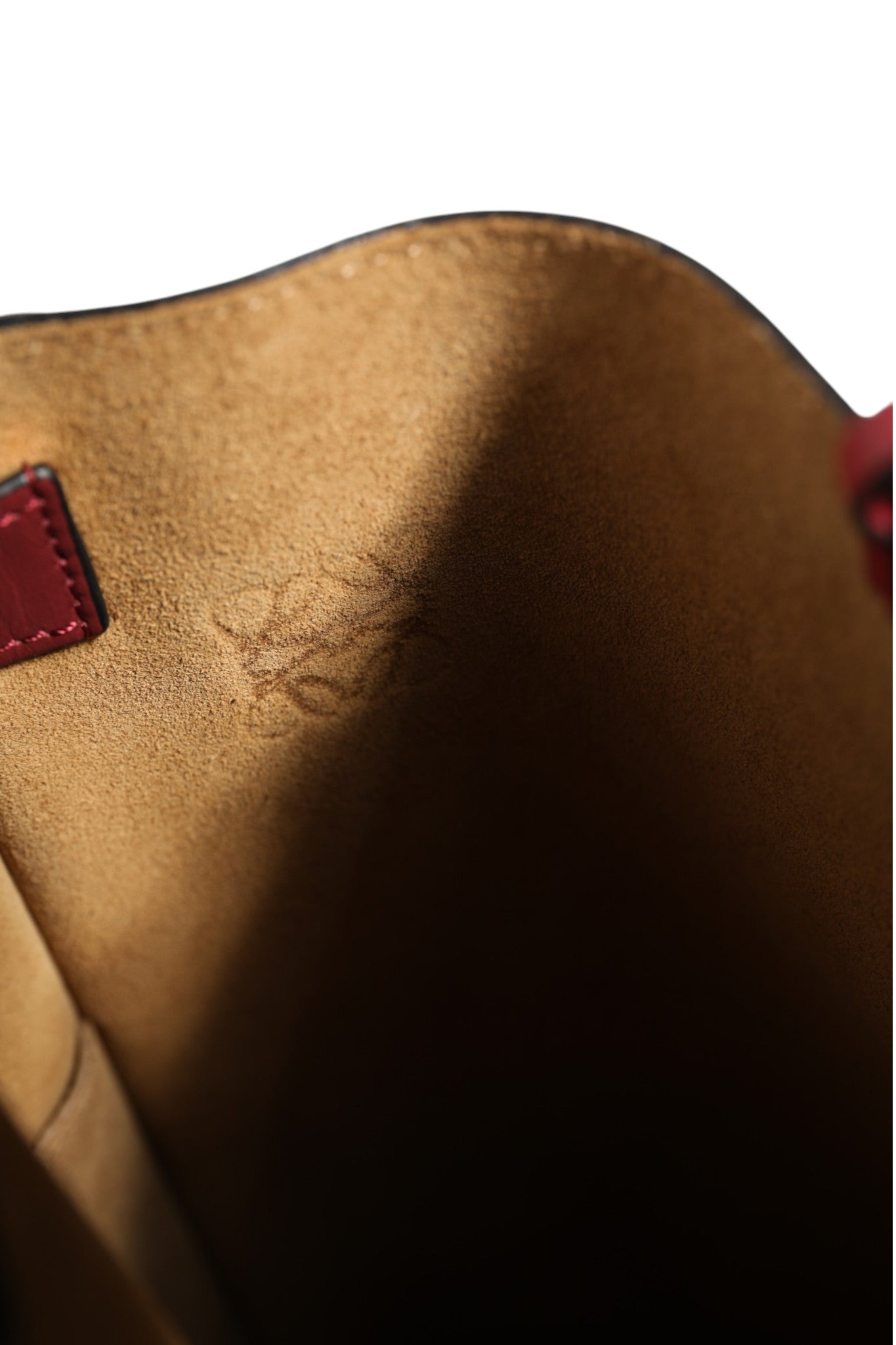 Burgundy Leather Bucket Bag with Strap