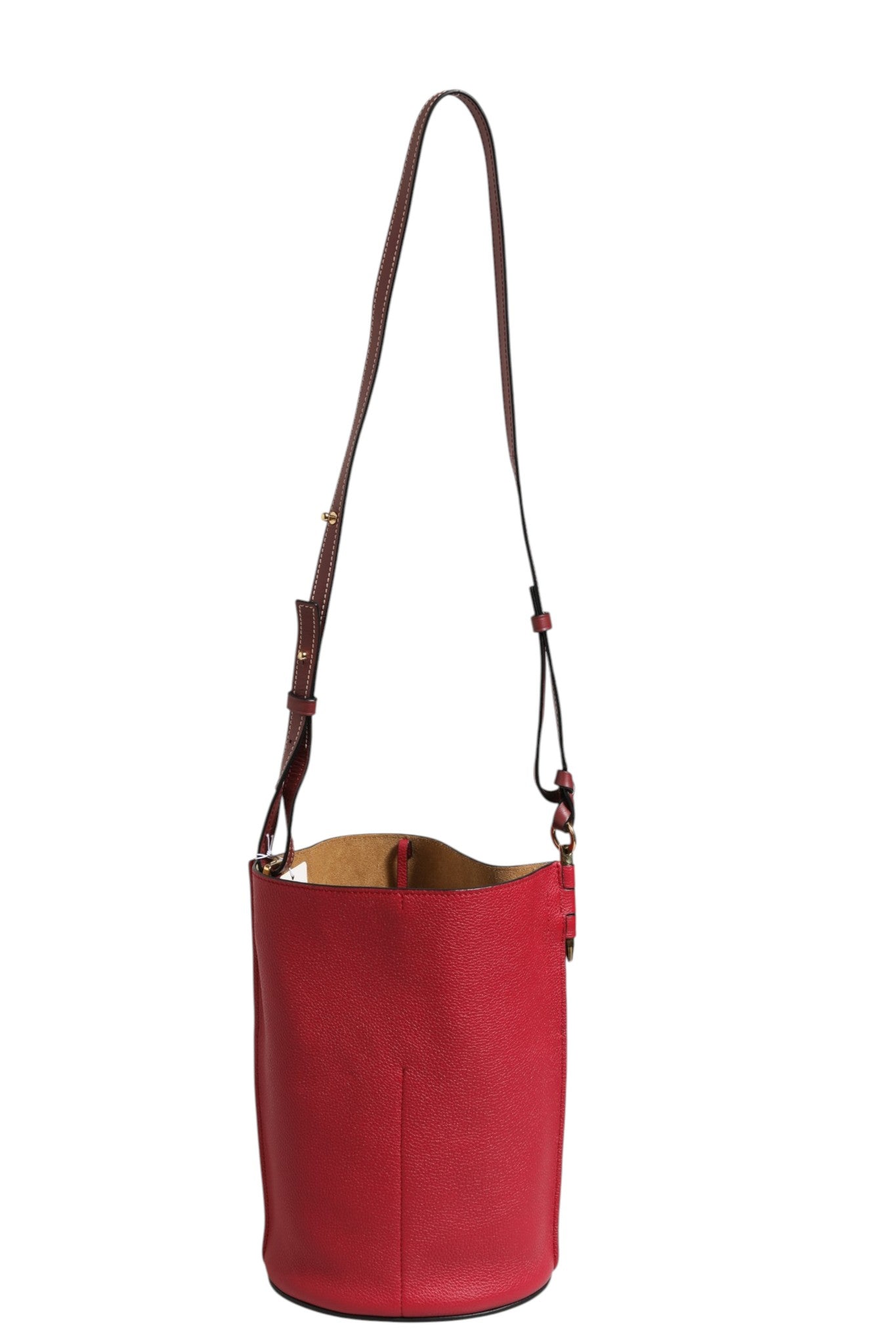 Burgundy Leather Bucket Bag with Strap