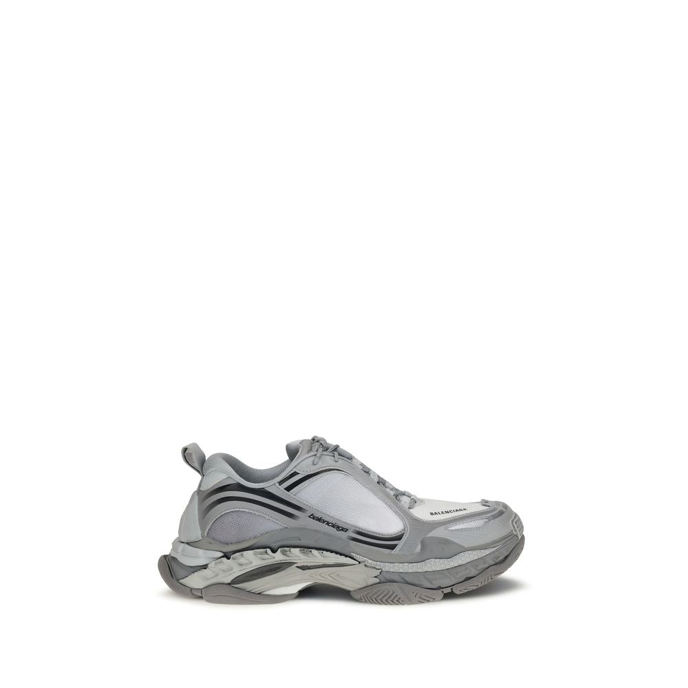 Gray Synthetic Athletic Sneakers with Triple Sole