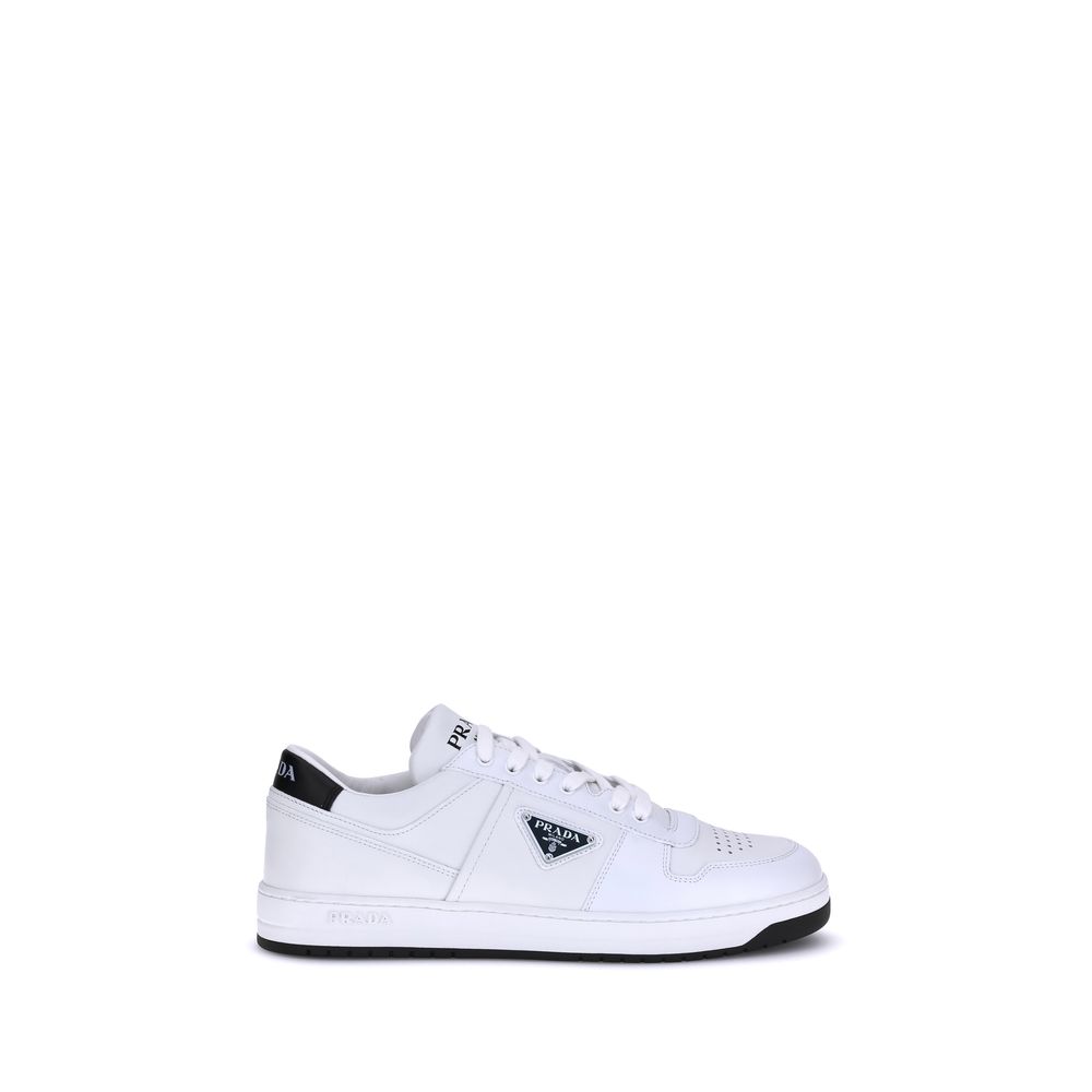 White Leather Low Top Sneakers with Logo Detail