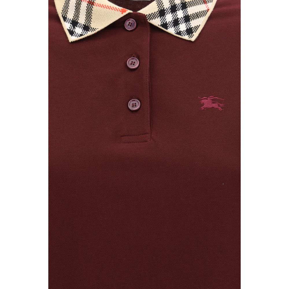 Bordeaux Cotton Dress with Check Collar