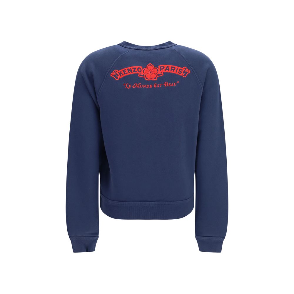 Blaues Baumwoll-Sweatshirt mit Kenzo Paris Emblem-Stickerei