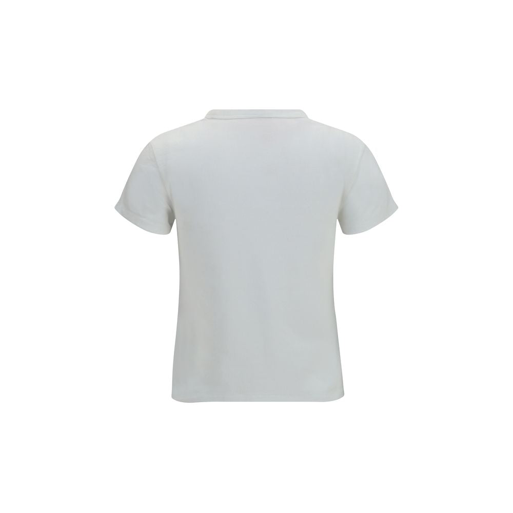 White Cotton T-Shirt with Kenzo Tulip Embroidery
