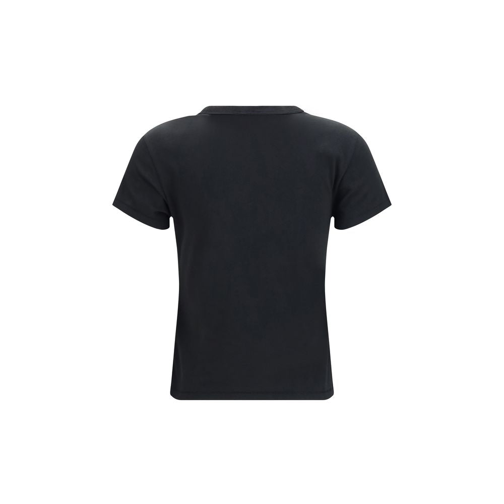 Schwarzes Baumwoll-T-Shirt mit Kenzo Tulpenstickerei