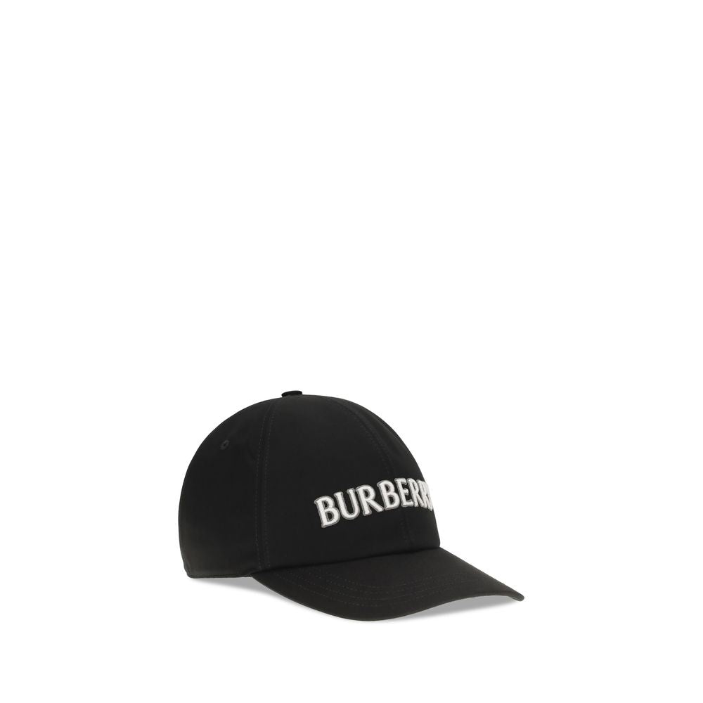 Schwarze Baseballkappe aus Baumwolle mit gesticktem Logo von Burberry