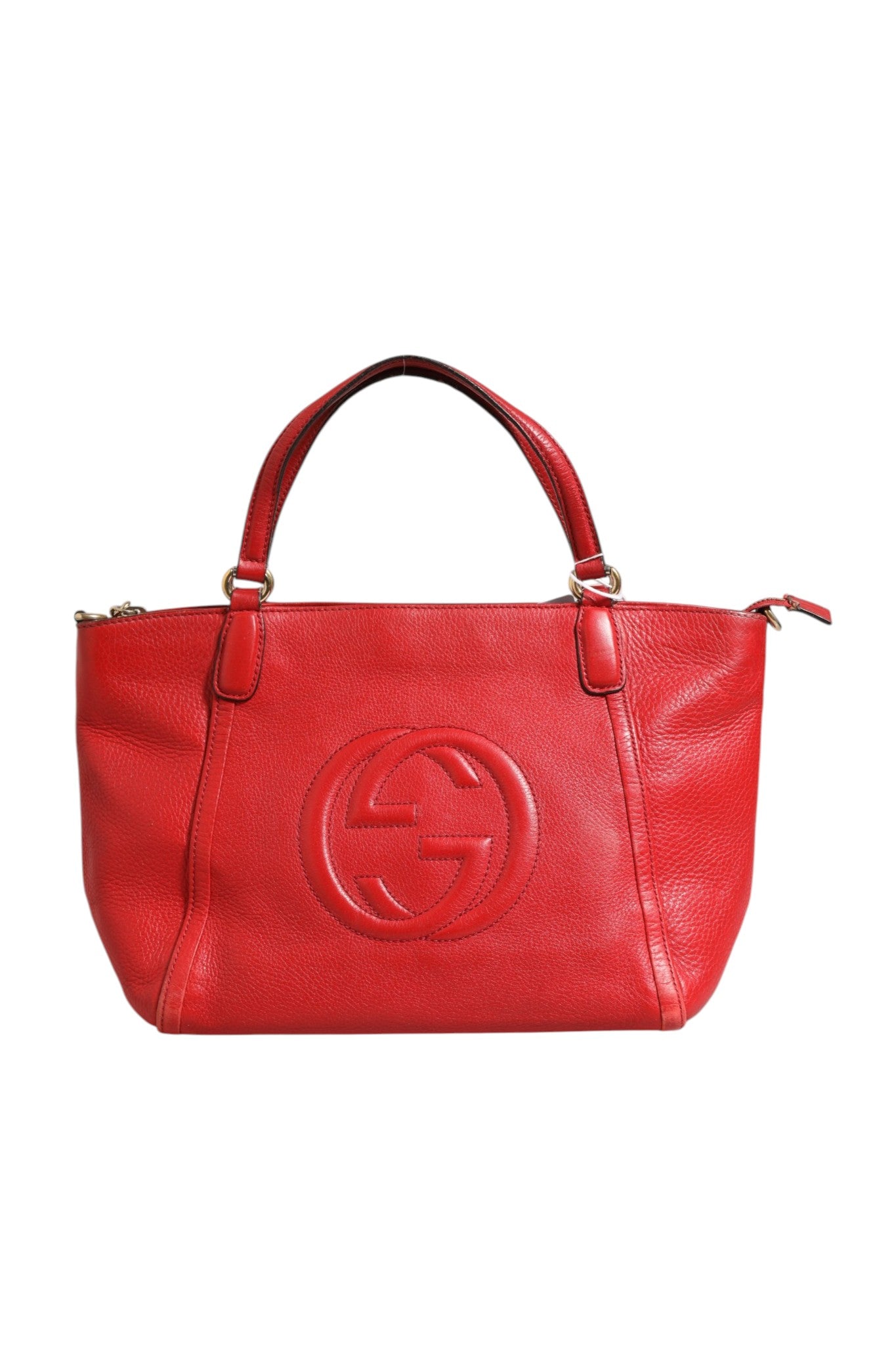 Red Leather Small Tote with Strap
