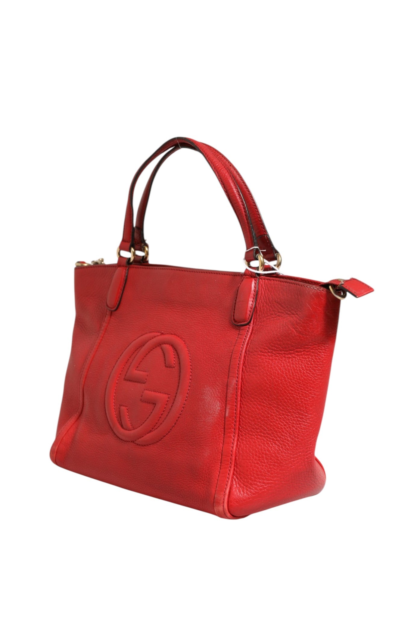Red Leather Small Tote with Strap