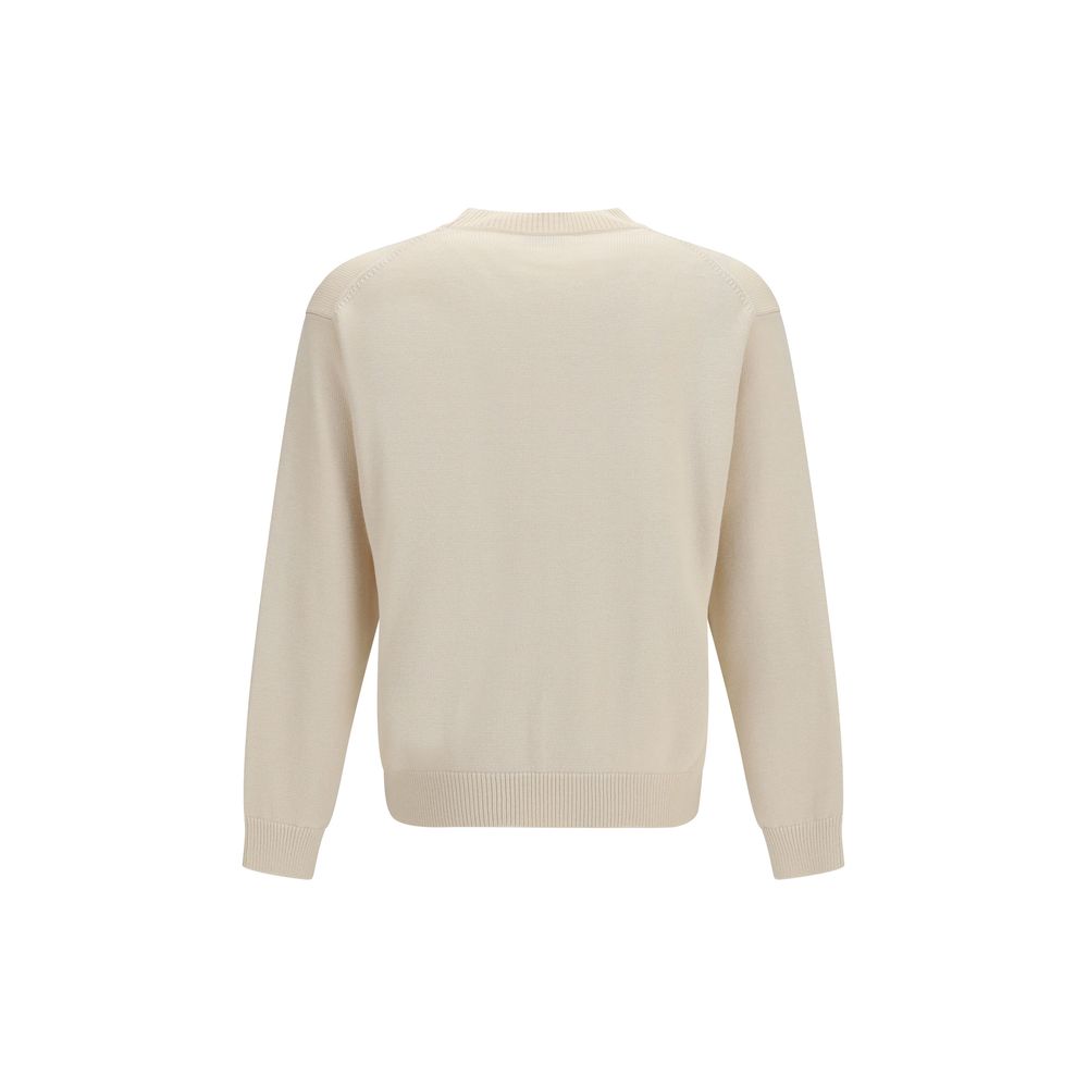 Beiges Woll- & Baumwoll-Sweatshirt mit Tulpenstickerei