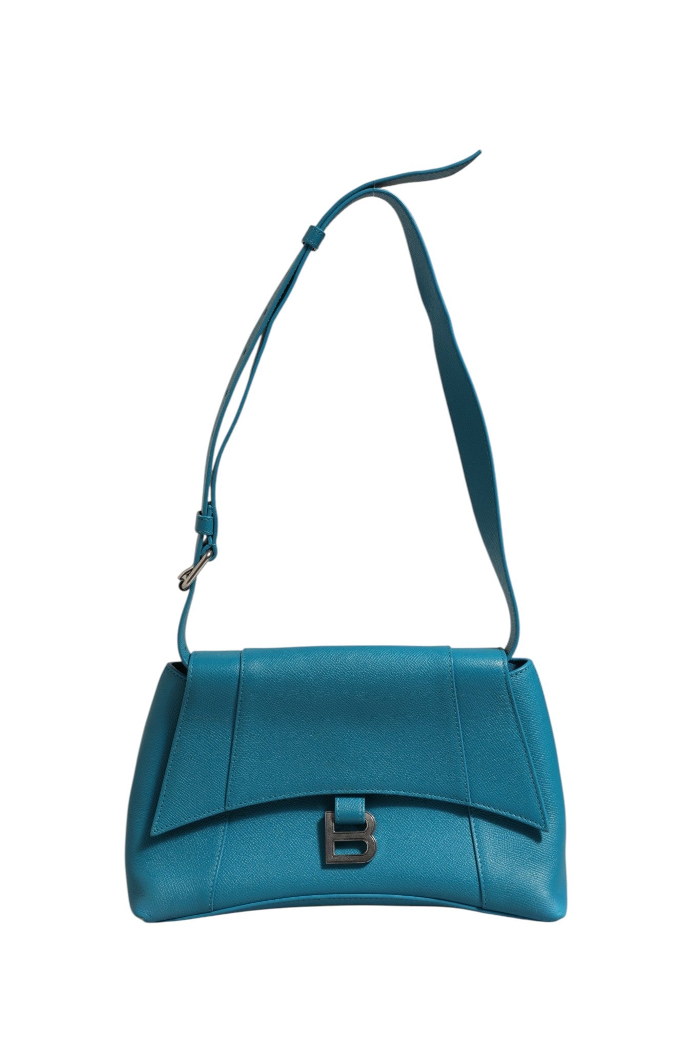 Blaue Leder-Umhängetasche Downtown S 30 cm