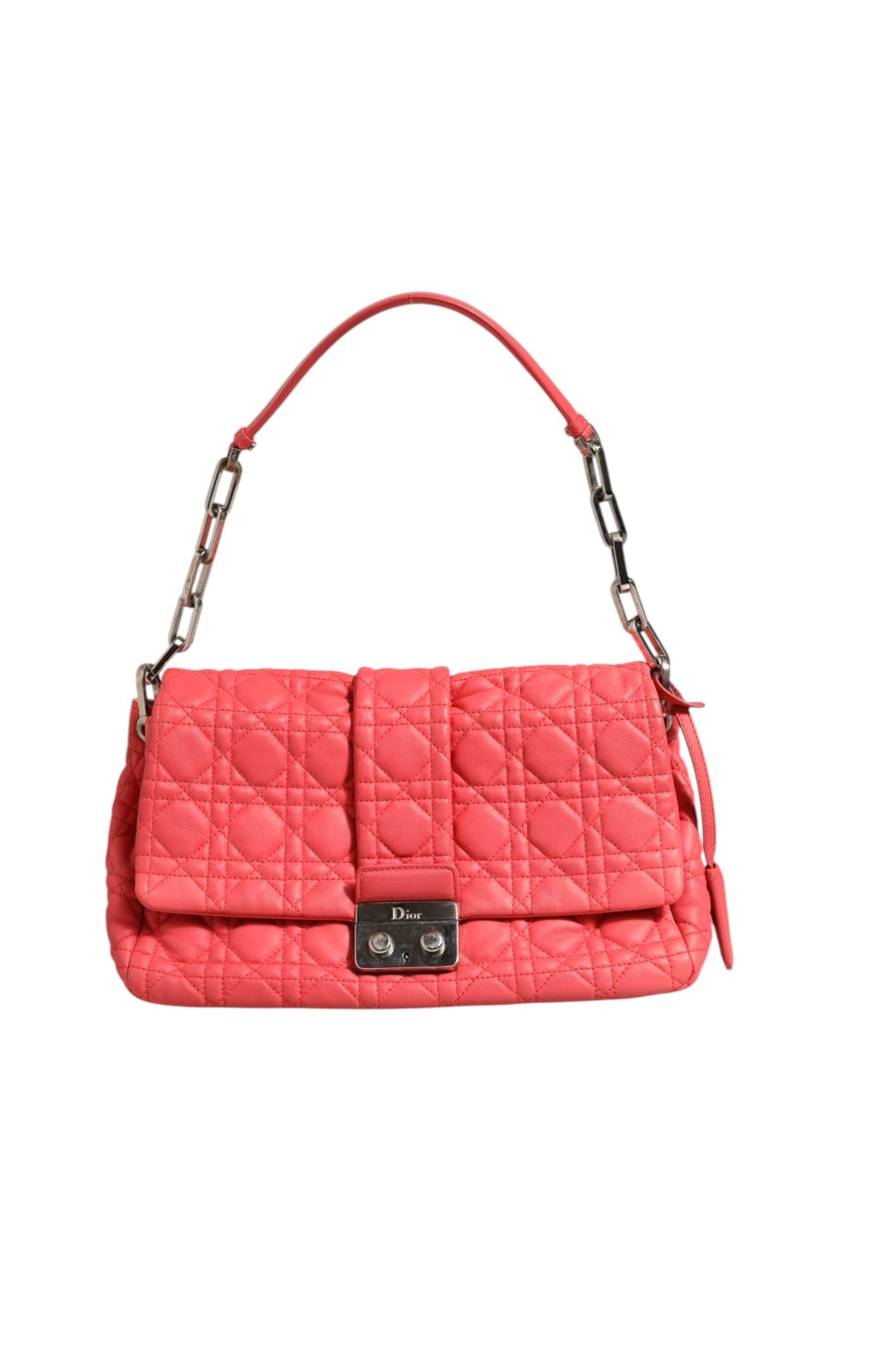 Coral Miss Dior Leather Bag Cannage