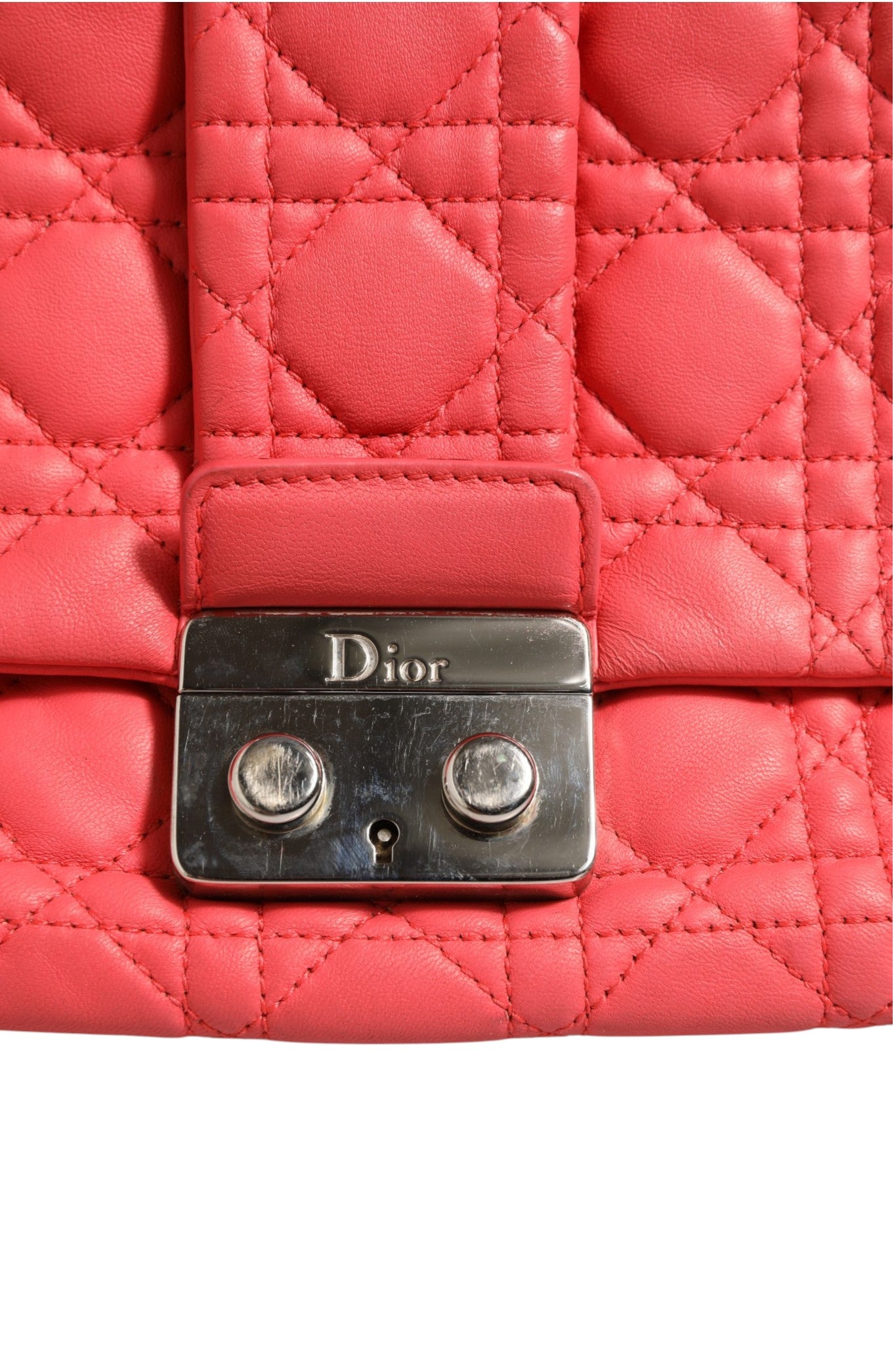 Coral Miss Dior Leather Bag Cannage