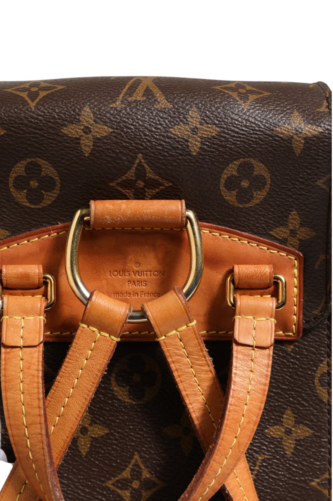 Monogram Leather Montsouris Canvas Backpack