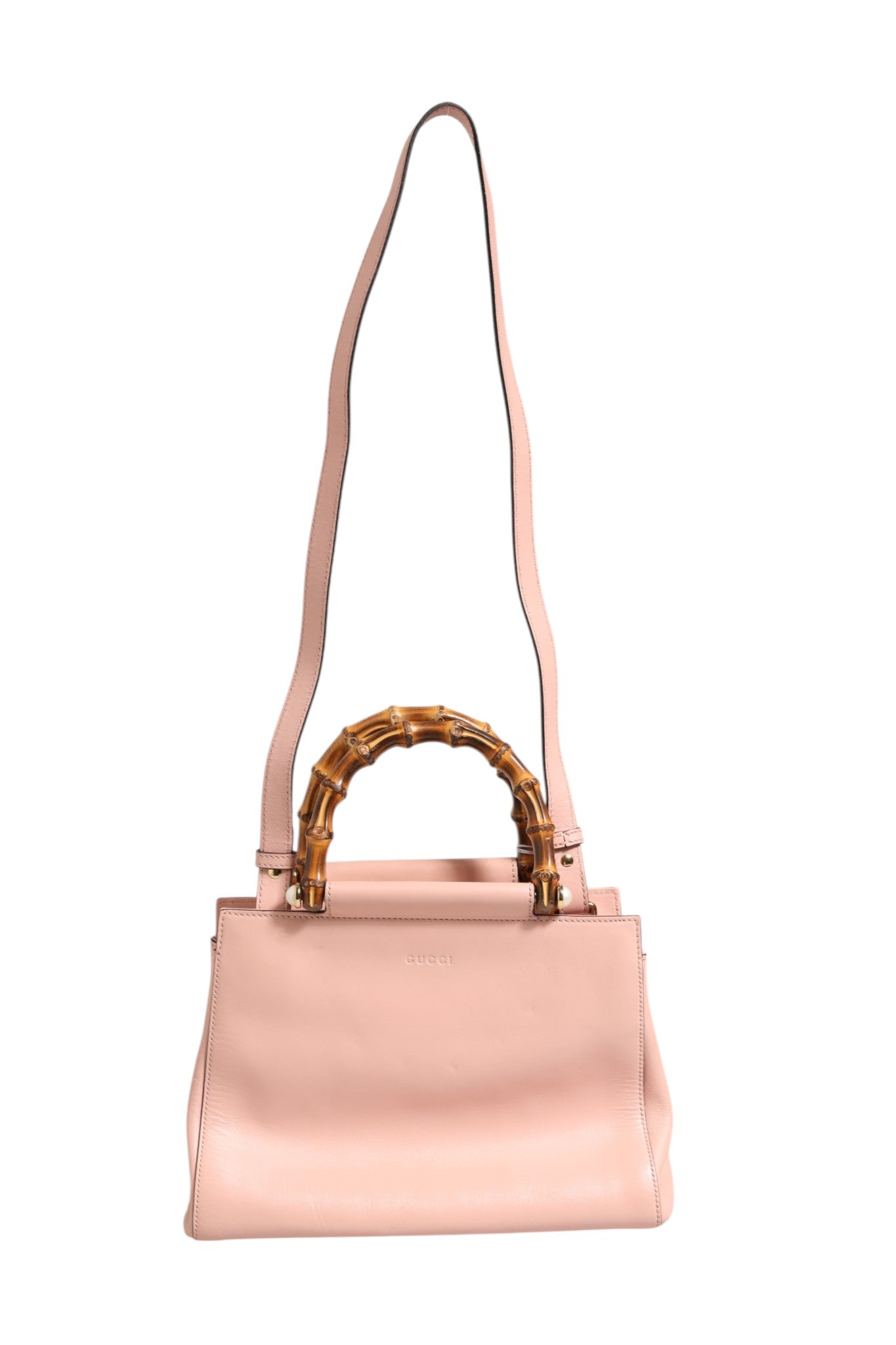 Pink and White Leather Small Nymphaea Top Handle Bag