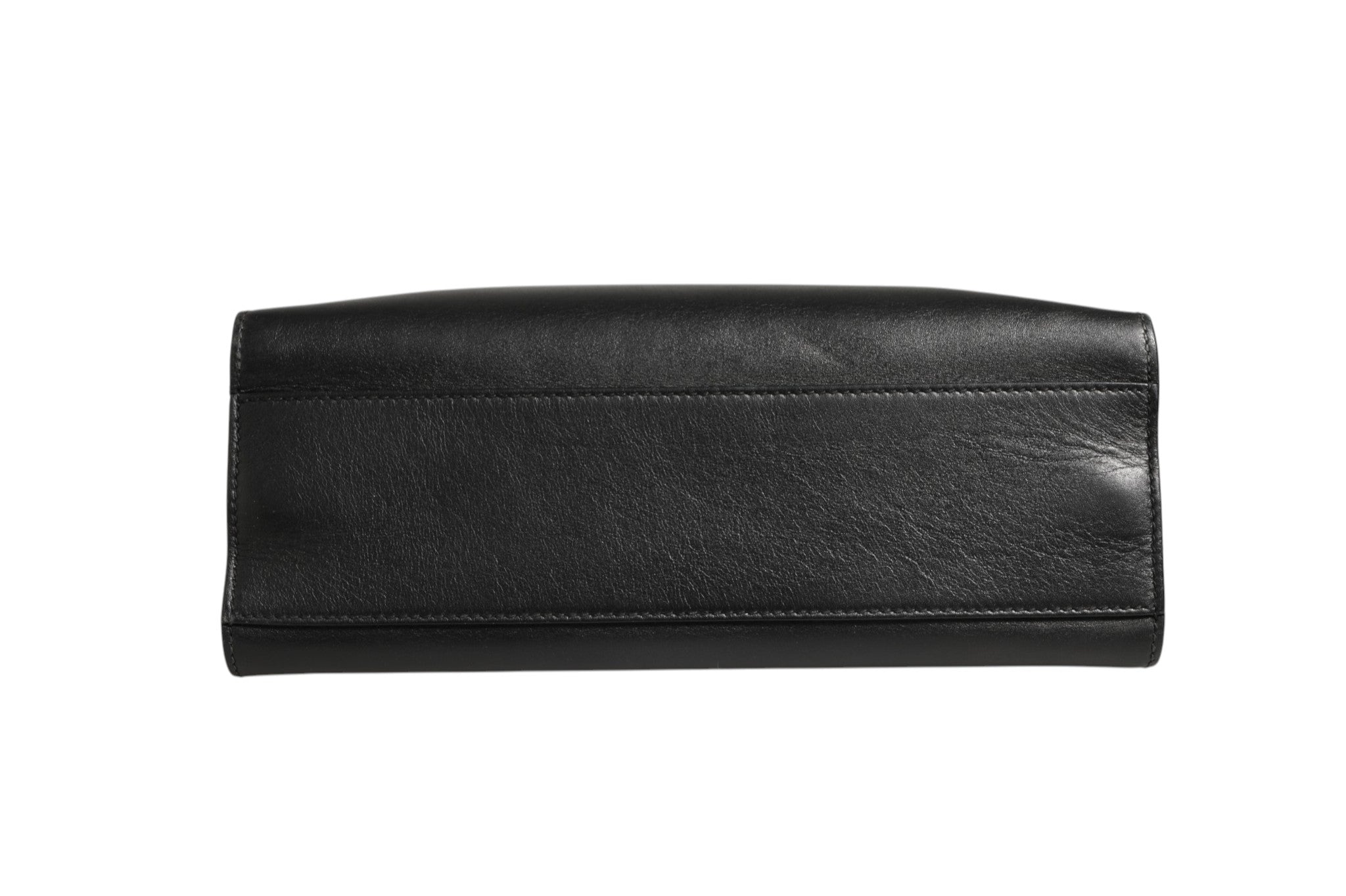 Black Leather Bamboo Top Handle Bag 30cm