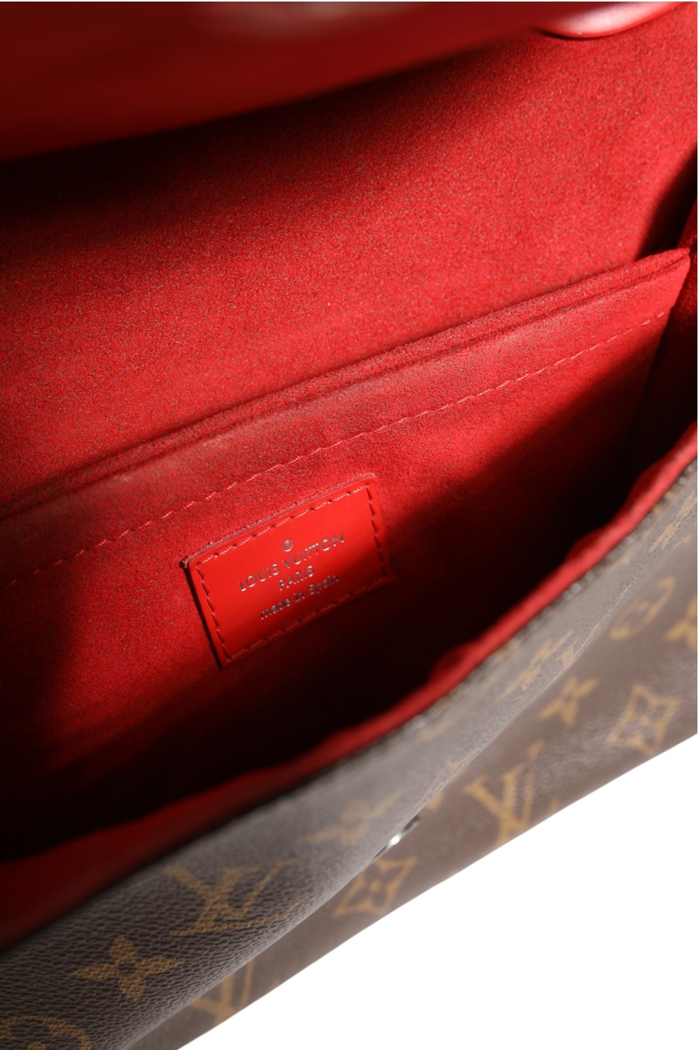 Coquelicot Leather Saint Michel Monogram Shoulder Bag
