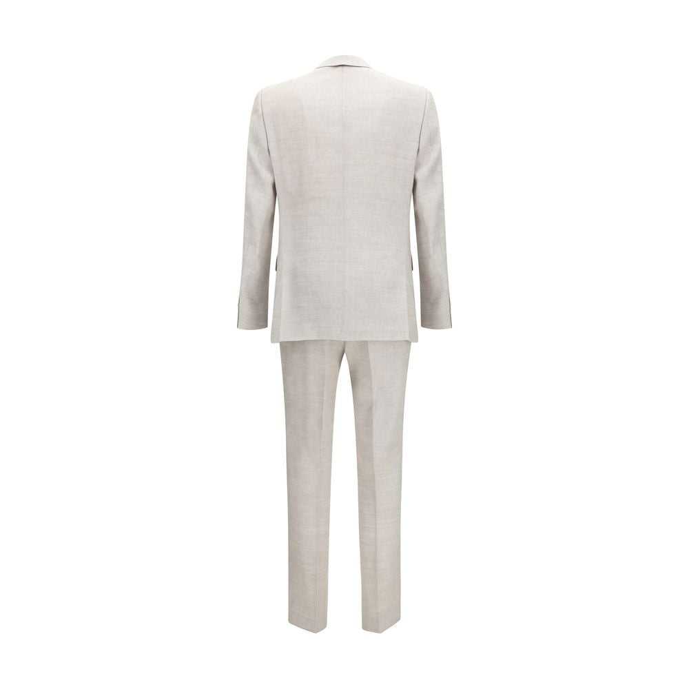 Hugo Boss Black Gray Linen Merino Wool Slim Fit Suit Two-Piece
