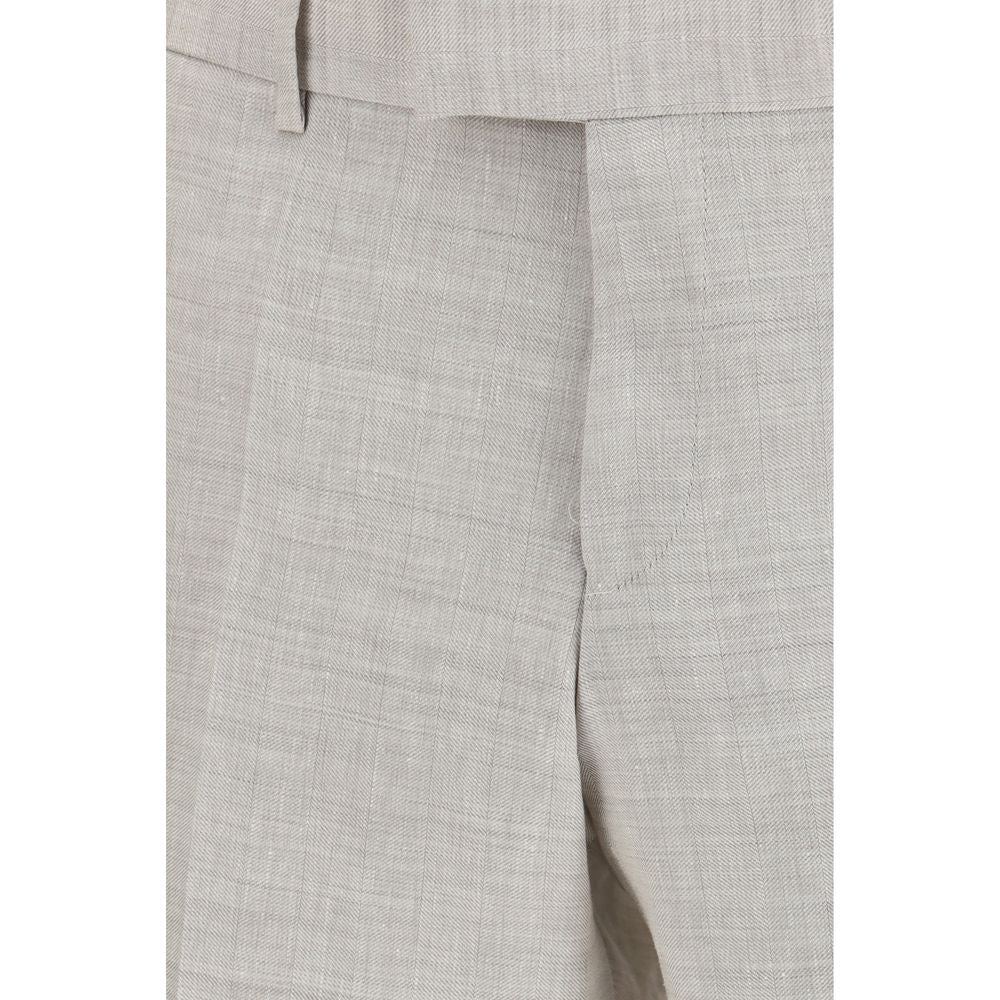 Hugo Boss Black Gray Linen Merino Wool Slim Fit Suit Two-Piece