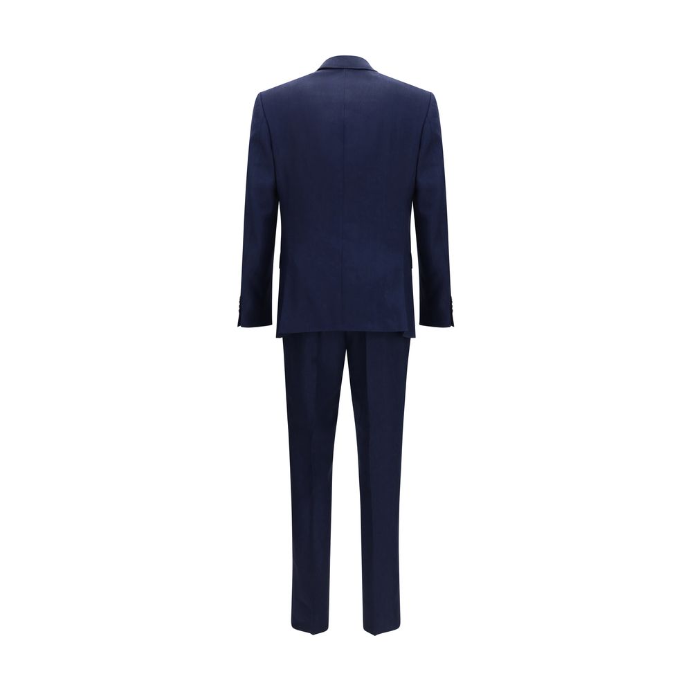 Hugo Boss Blue Linen Merino Wool Two-Piece Suit