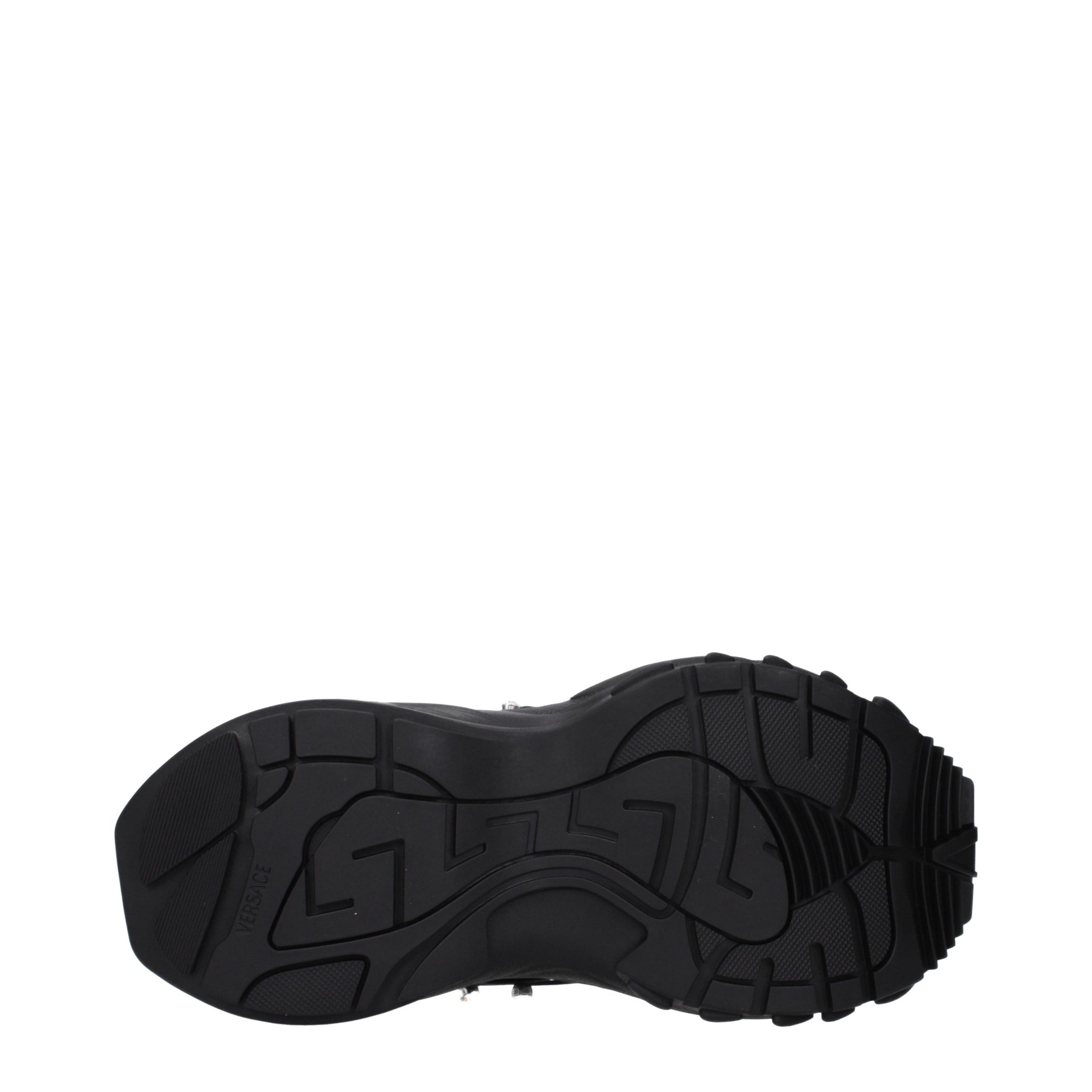 Black Synthetic Sneakers with Logo Embellishments