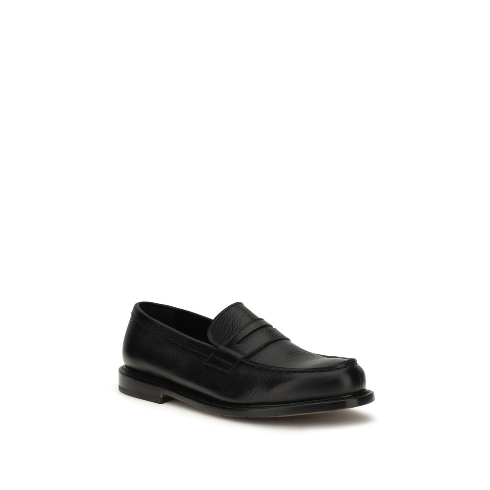 Schwarze Leder-Slipper mit Parabout-Nähten