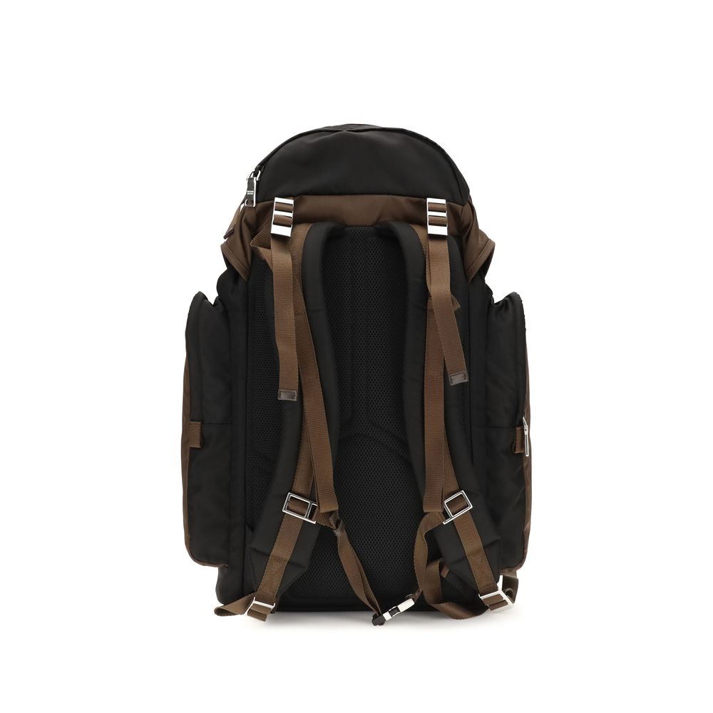 Brown Synthetic Backpack with Logo Detail