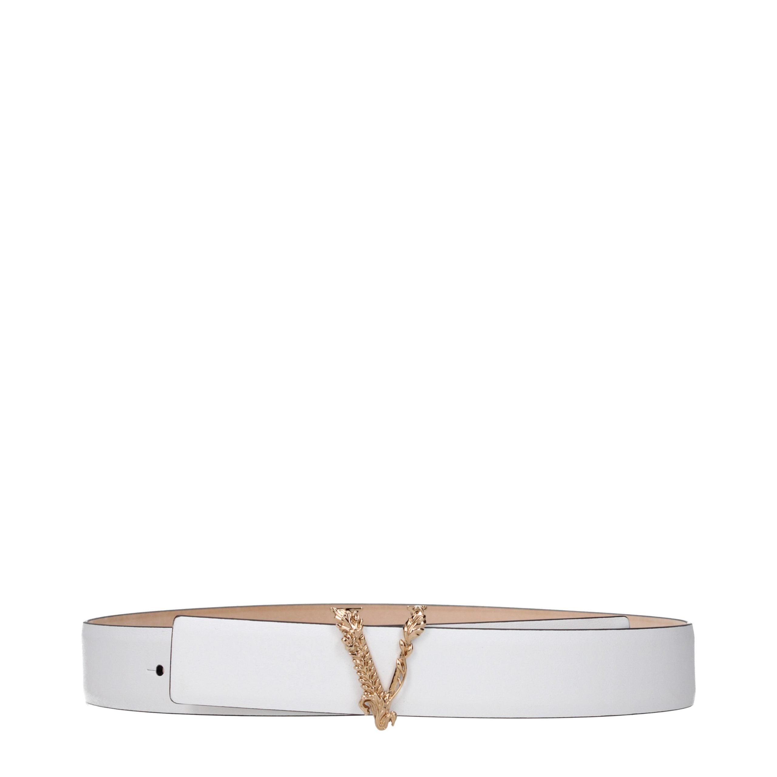 Weißer Ledergürtel mit Frontlogo von Versace