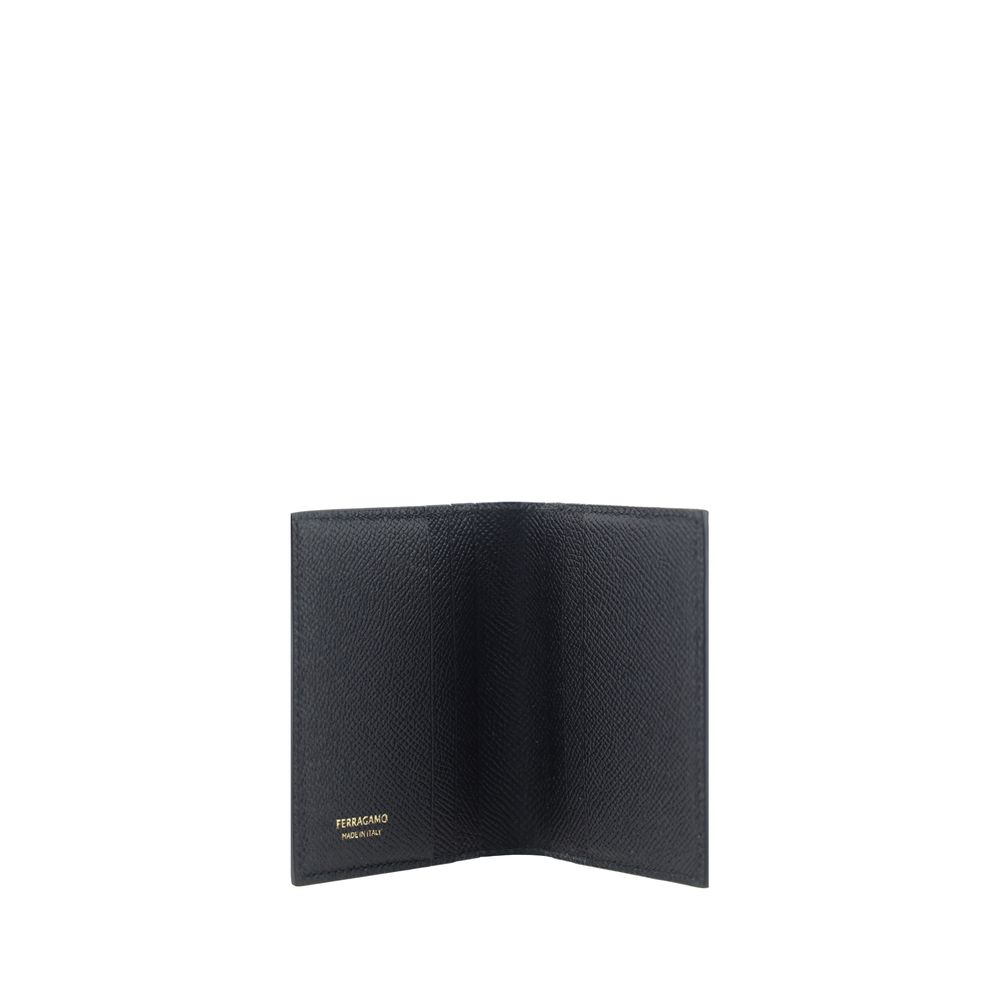 Black Leather Bifold Wallet with Logo Plaque by Ferragamo