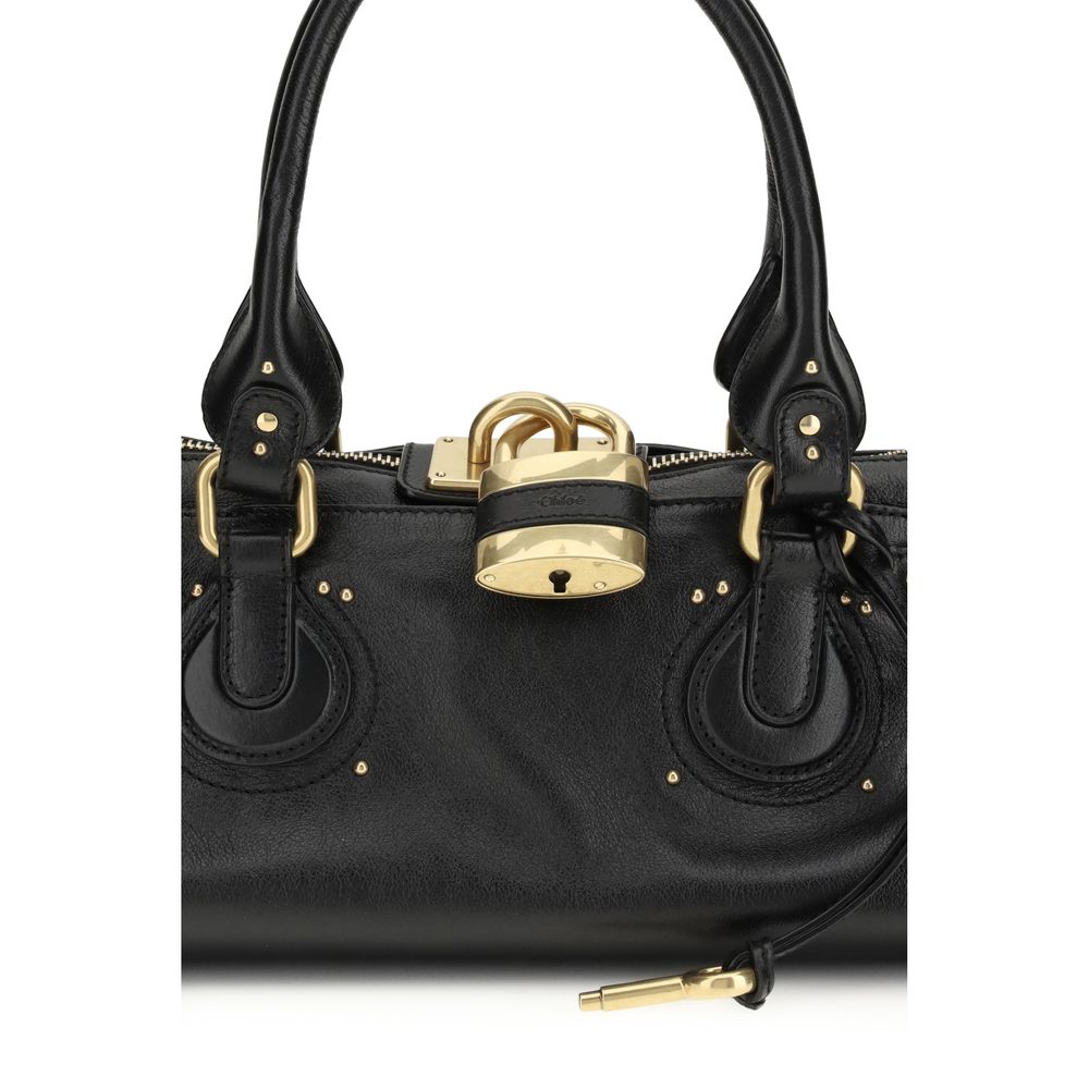 Black Leather Shoulder Bag with Aluminum Lock