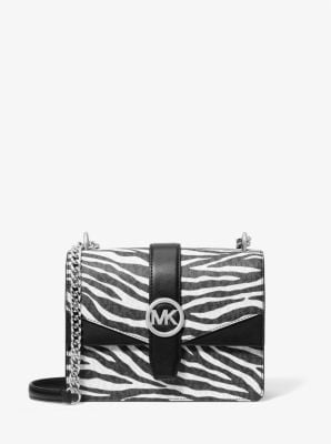 Schwarze Michael Kors Greenwich Leder Crossbody Tote mit Kette