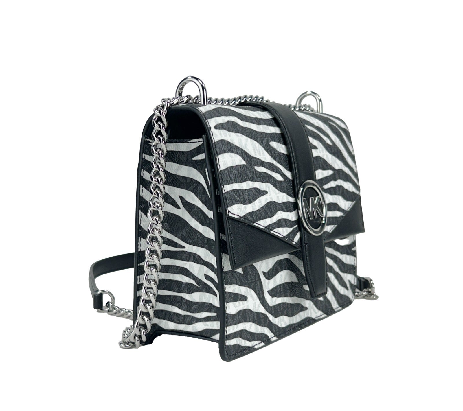 Schwarze Michael Kors Greenwich Leder Crossbody Tote mit Kette