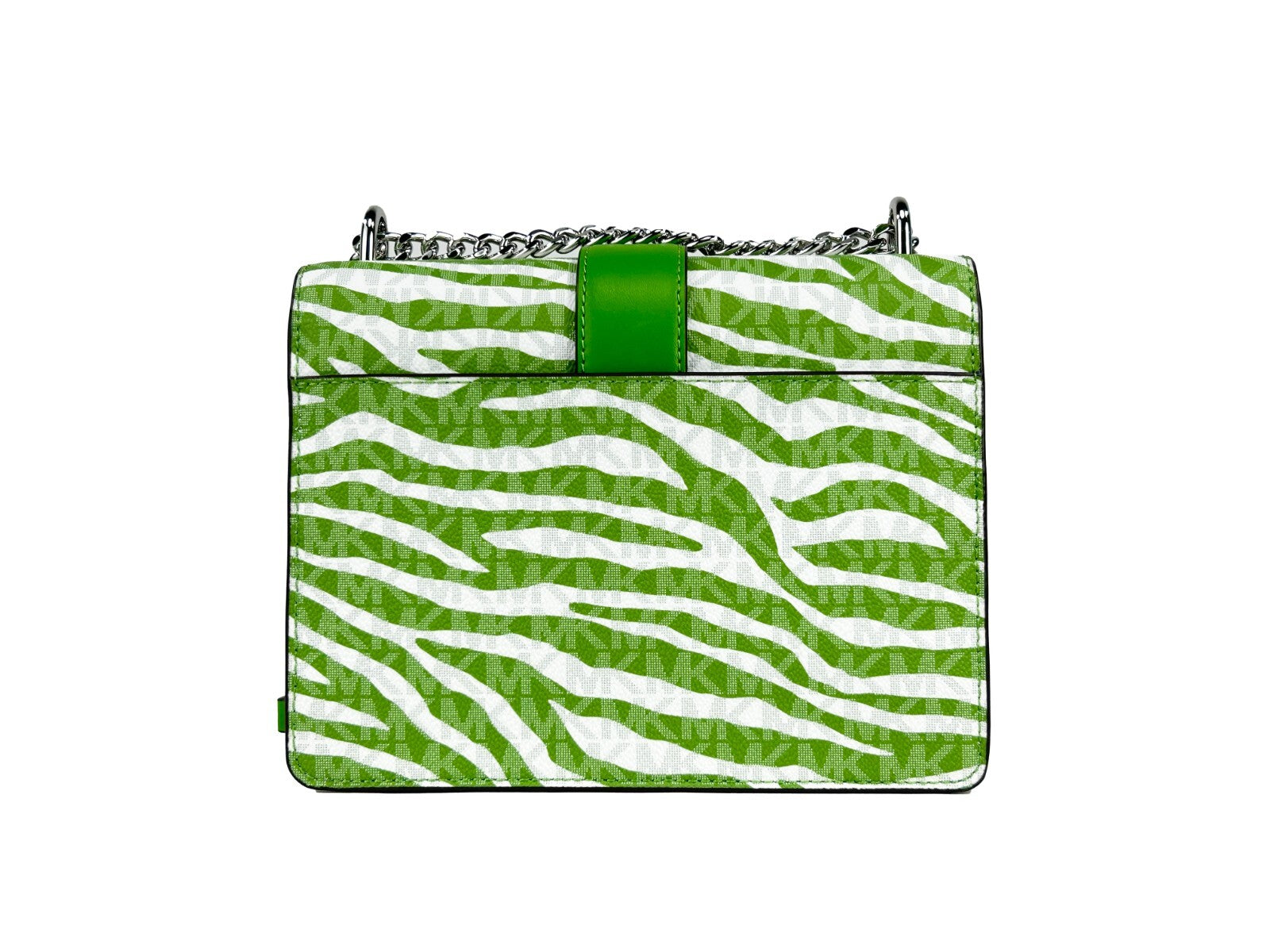Jungle Green Leather Crossbody Tote with Logo Chain by Michael Kors
