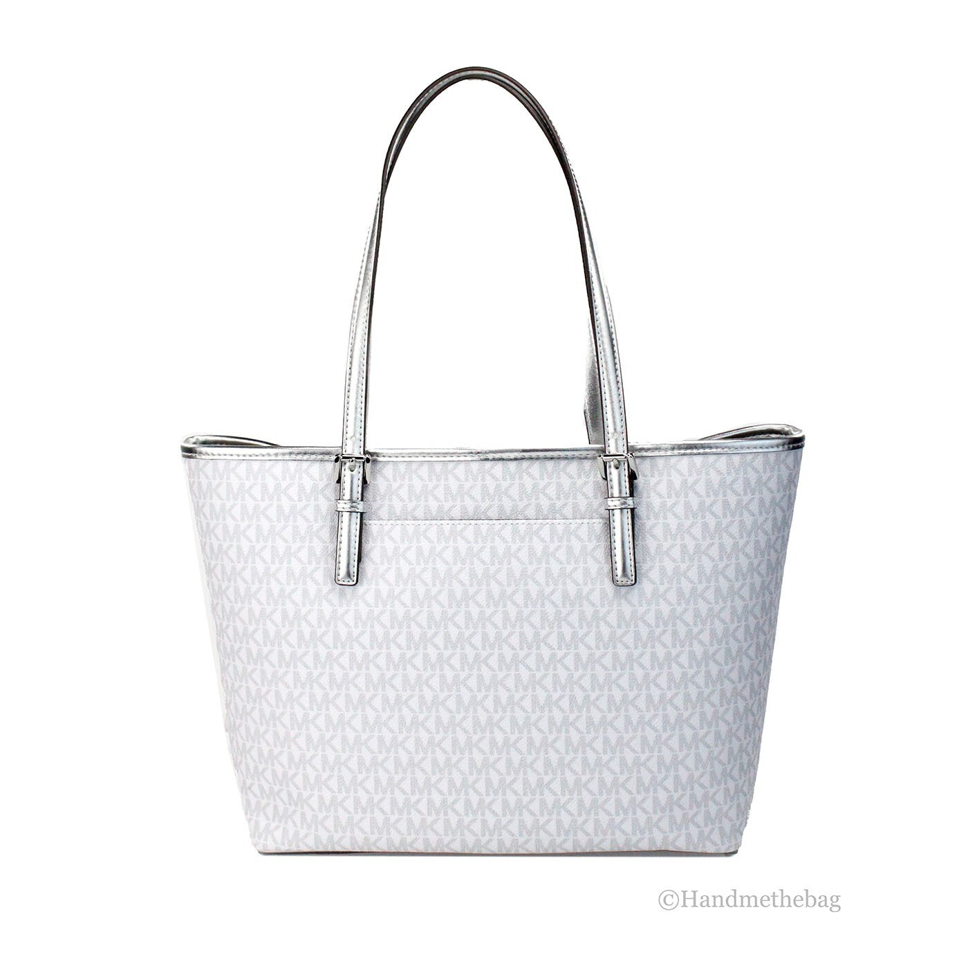 Weiße Leder Michael Kors Jet Set Travel Medium Tote