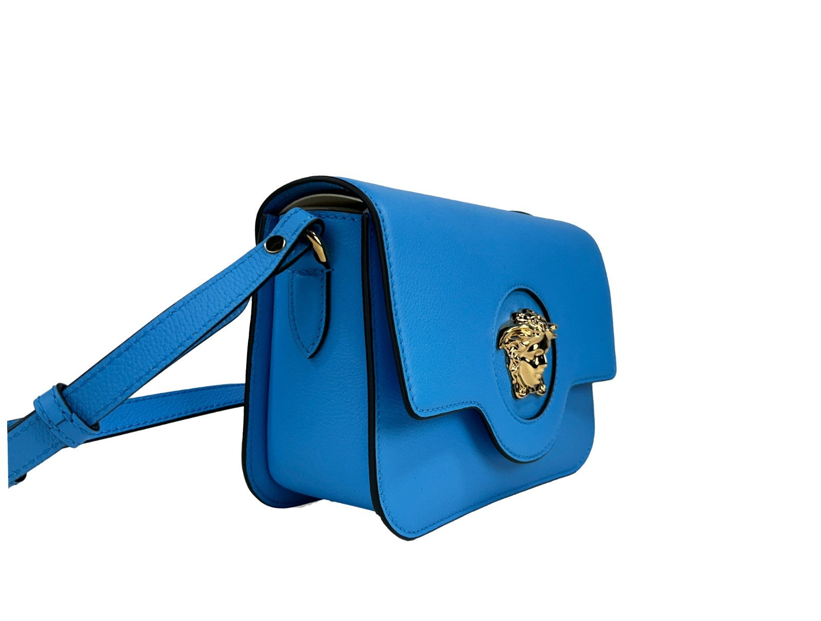 Blaue La Medusa Umhängetasche aus Leder von Versace
