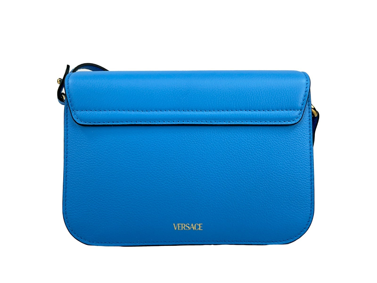 Blue Leather La Medusa Crossbody Bag by Versace