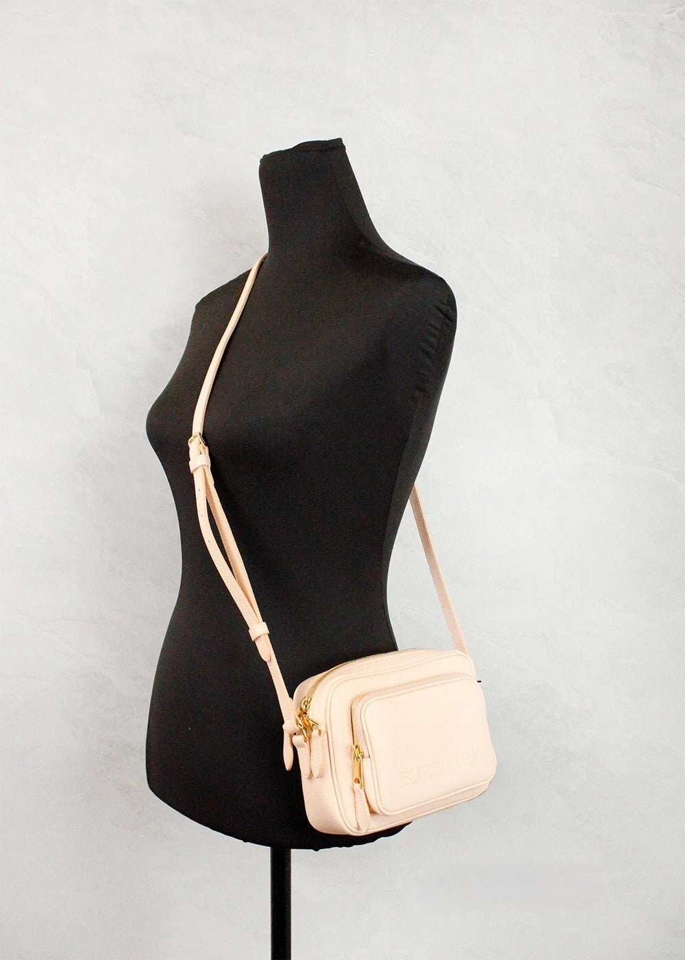 Peach Pink Leather Camera Crossbody Bag by Burberry